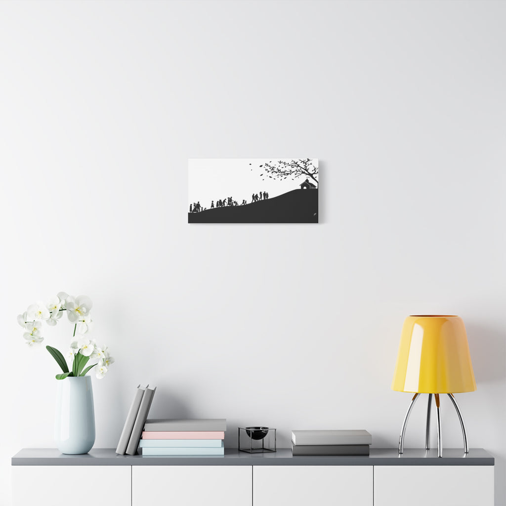 "Ascension" Canvas Print — Black & White Church on a Hill Wall Art