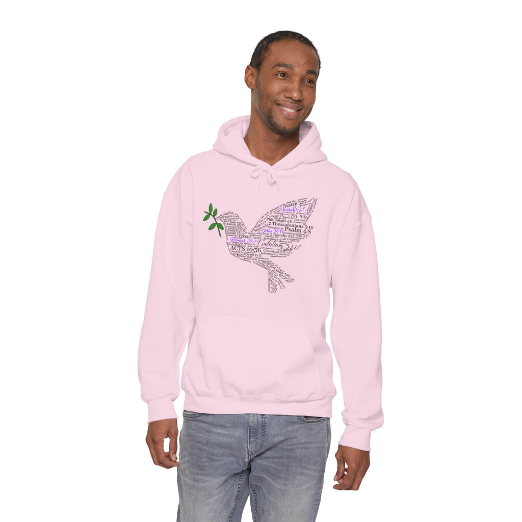 Peace Dove Hoodie — God of Peace Script Graphic Hooded Sweatshirt