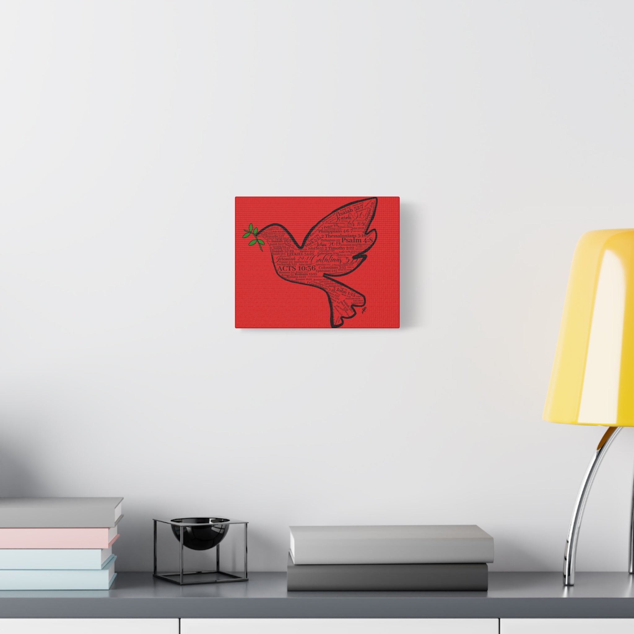 Red "Peace" Scripture Wall Art Canvas – Christian Faith Bible Verse Decor