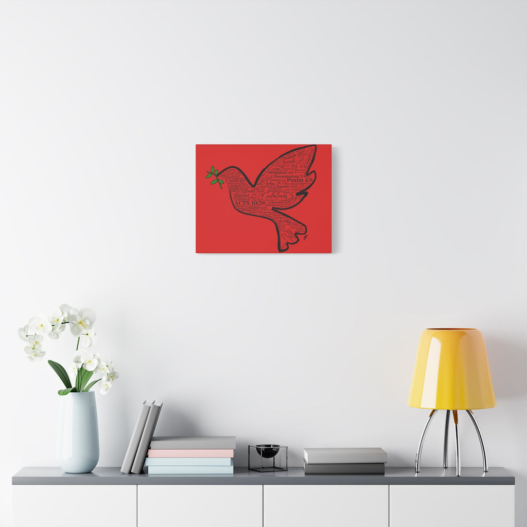 Red "Peace" Scripture Wall Art Canvas – Christian Faith Bible Verse Decor