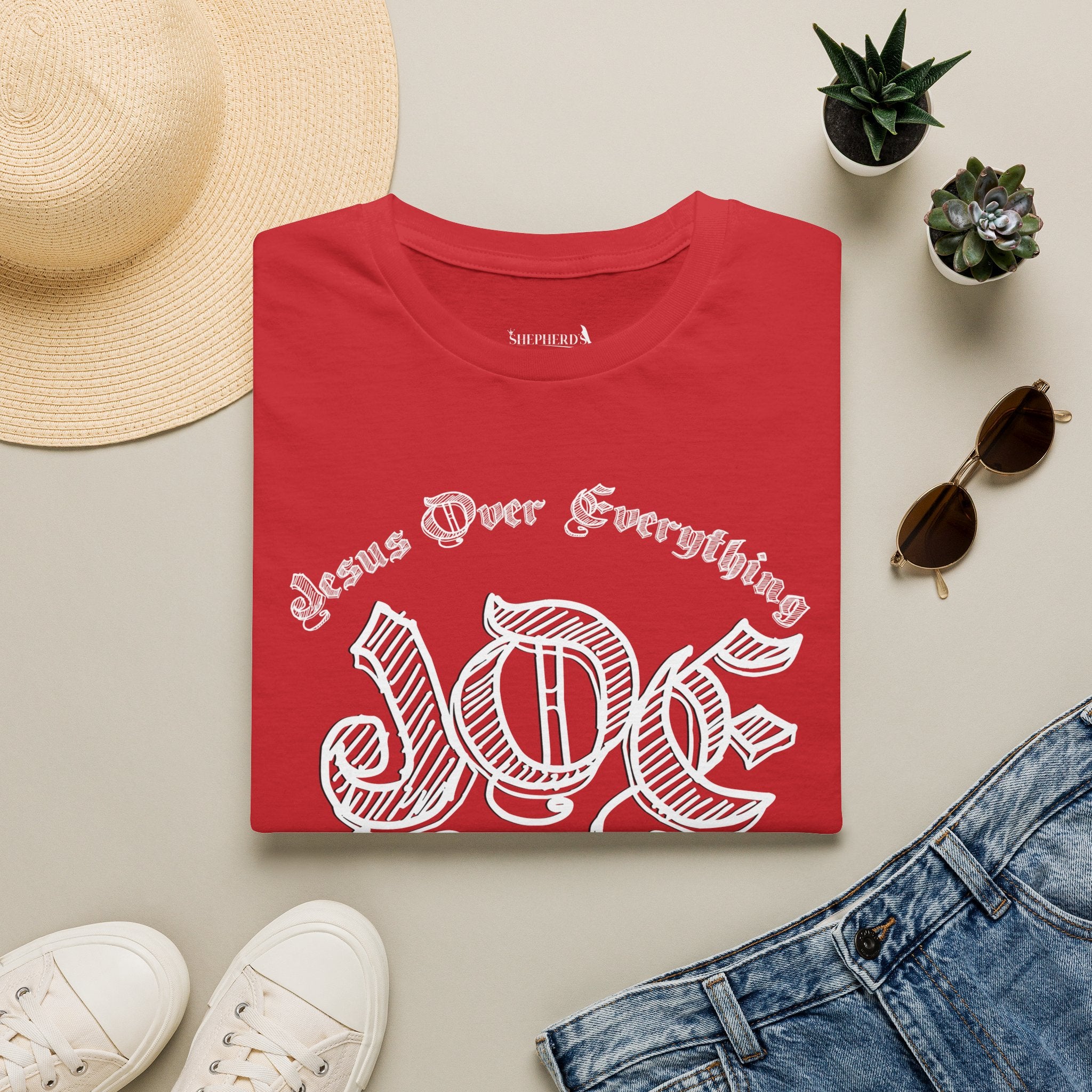 J.O.E "Jesus Over Everything" T-Shirt — Faith-Based Vintage Script Tee