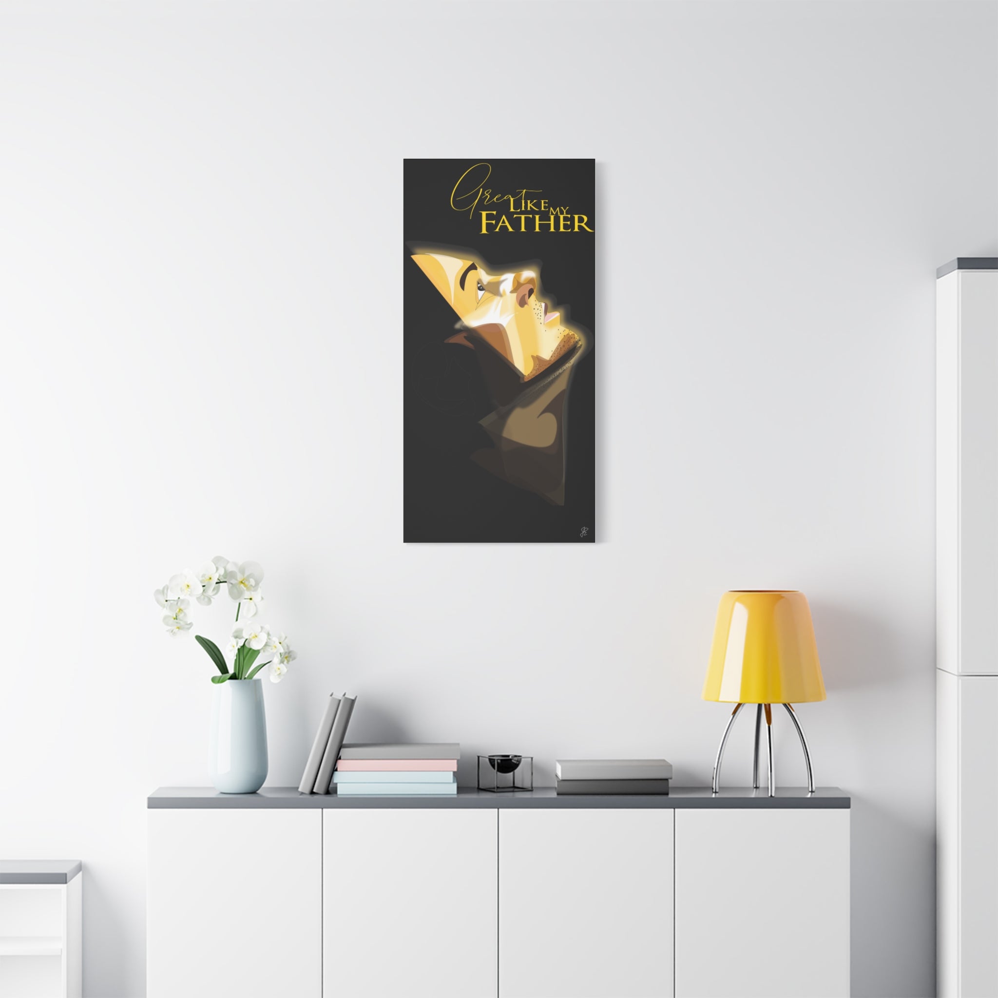 Canvas Wall Art — “Great Like My Father” Stylized Portrait (Matte Stretched)