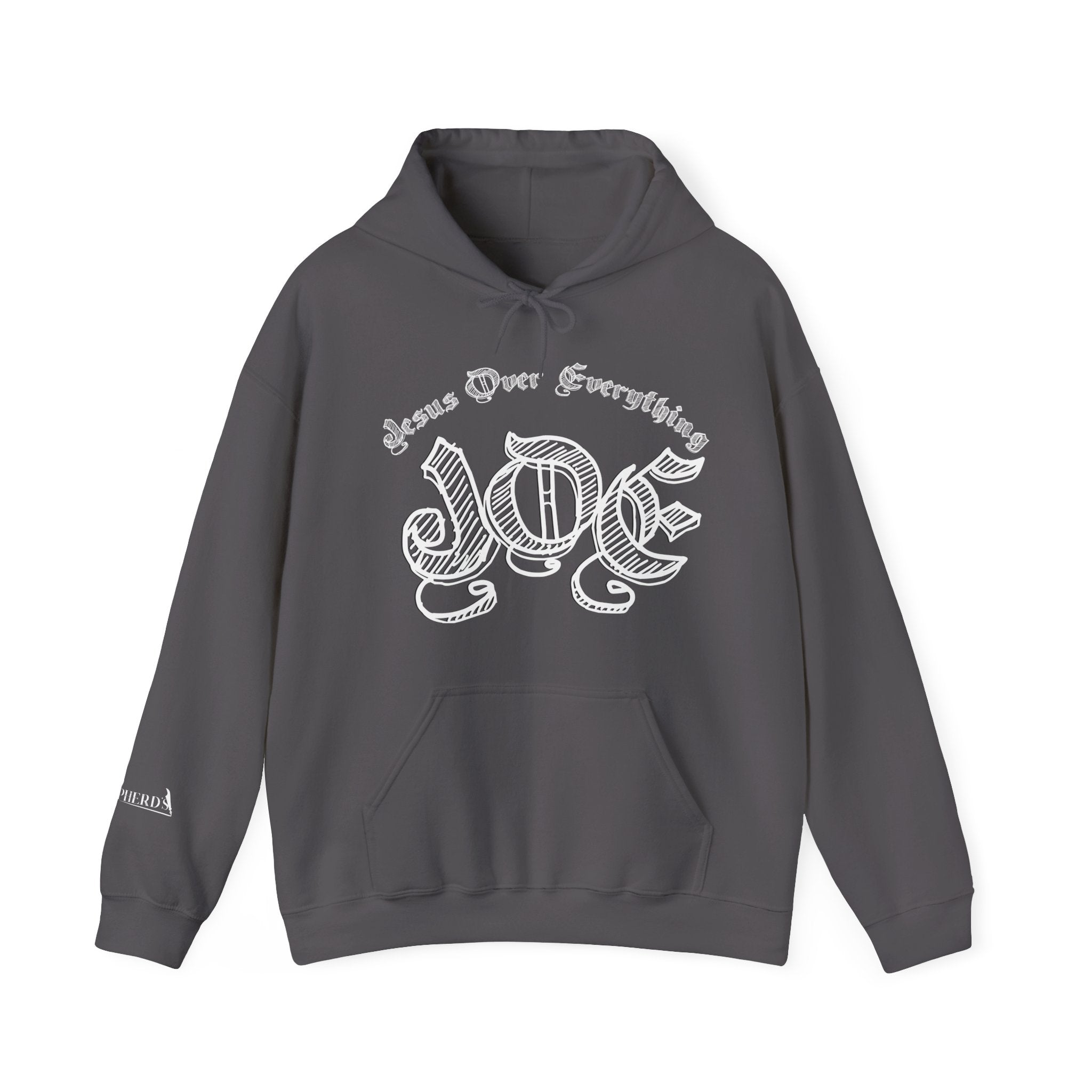 Hoodie — 'Love' Gothic Script Pullover (Love Over Everything)
