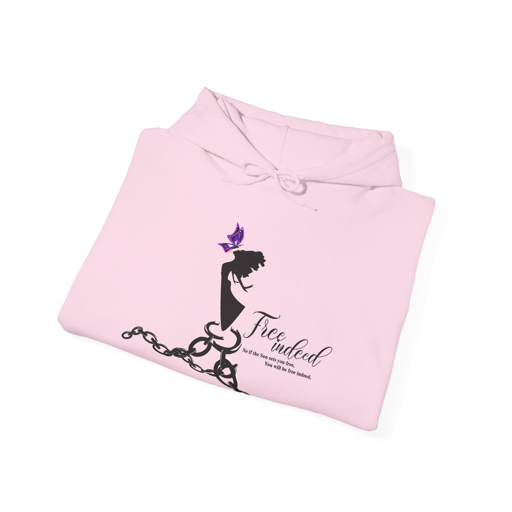Freedom Chains Hoodie — 'Free Indeed' Silhouette with Purple Butterfly