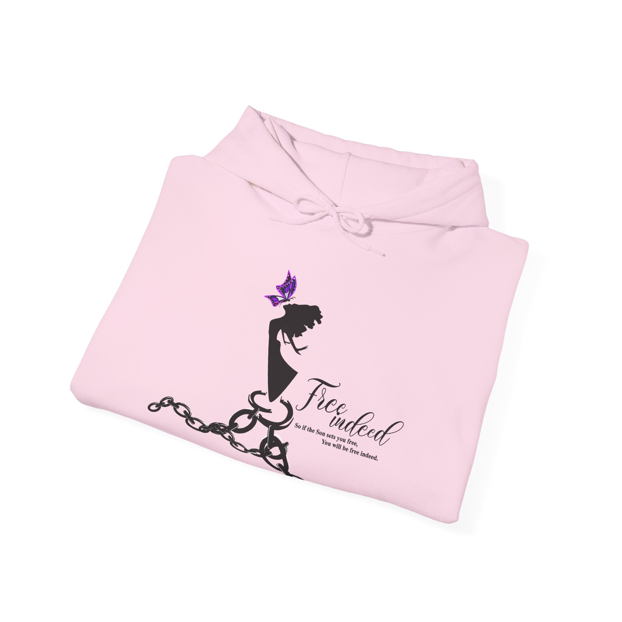 Freedom Chains Hoodie — 'Free Indeed' Silhouette with Purple Butterfly