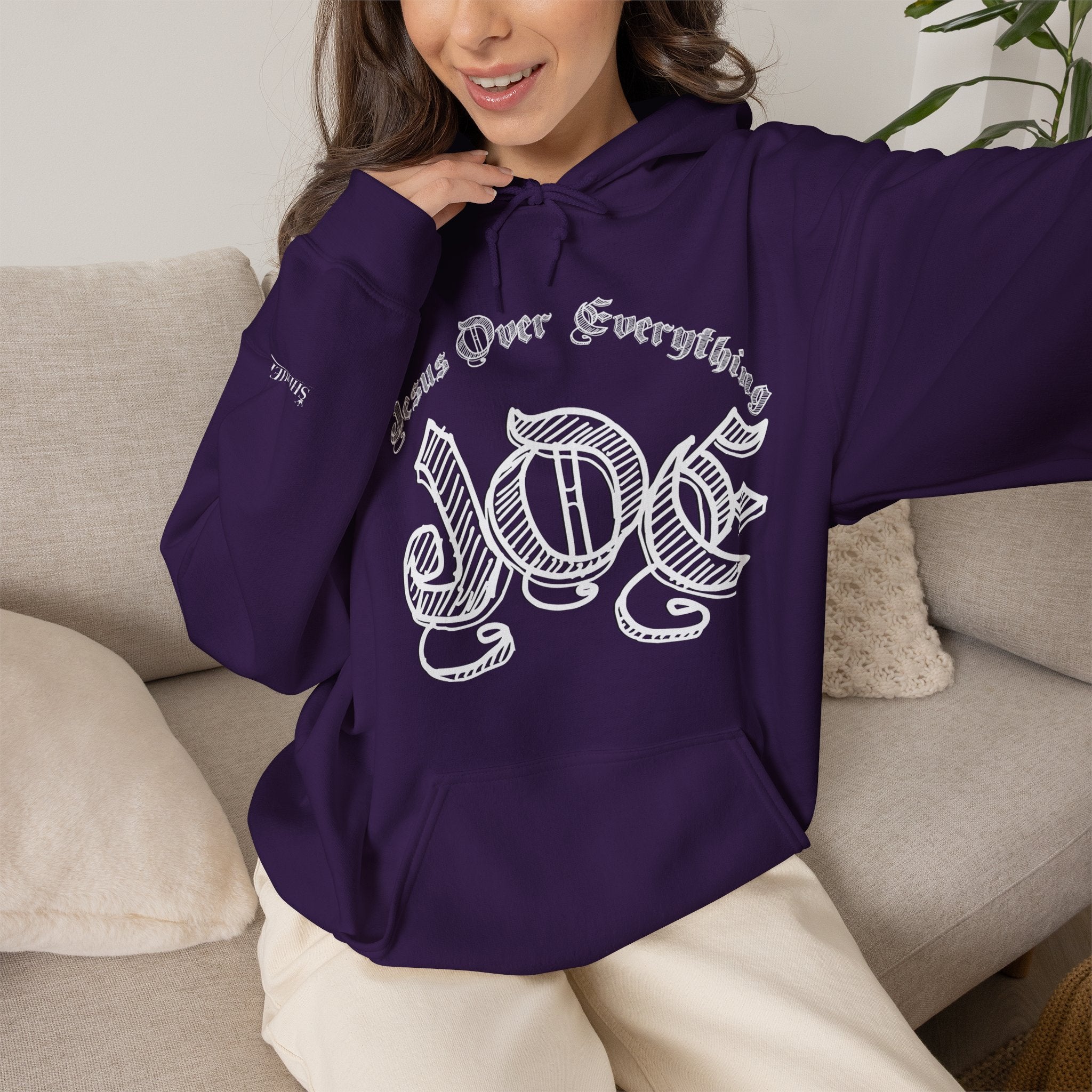 Hoodie — 'Love' Gothic Script Pullover (Love Over Everything)
