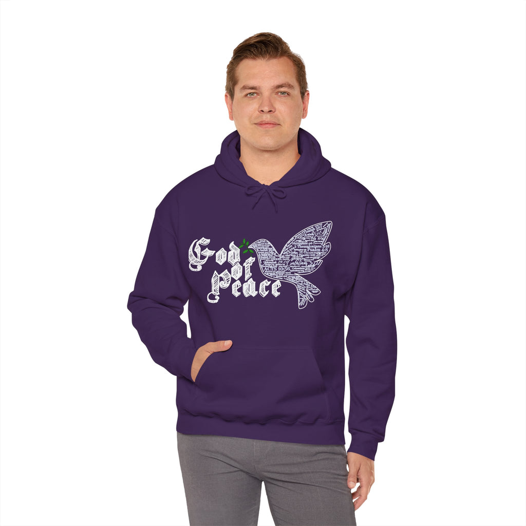 Peace Dove Hoodie — God of Peace Script Graphic Hooded Sweatshirt