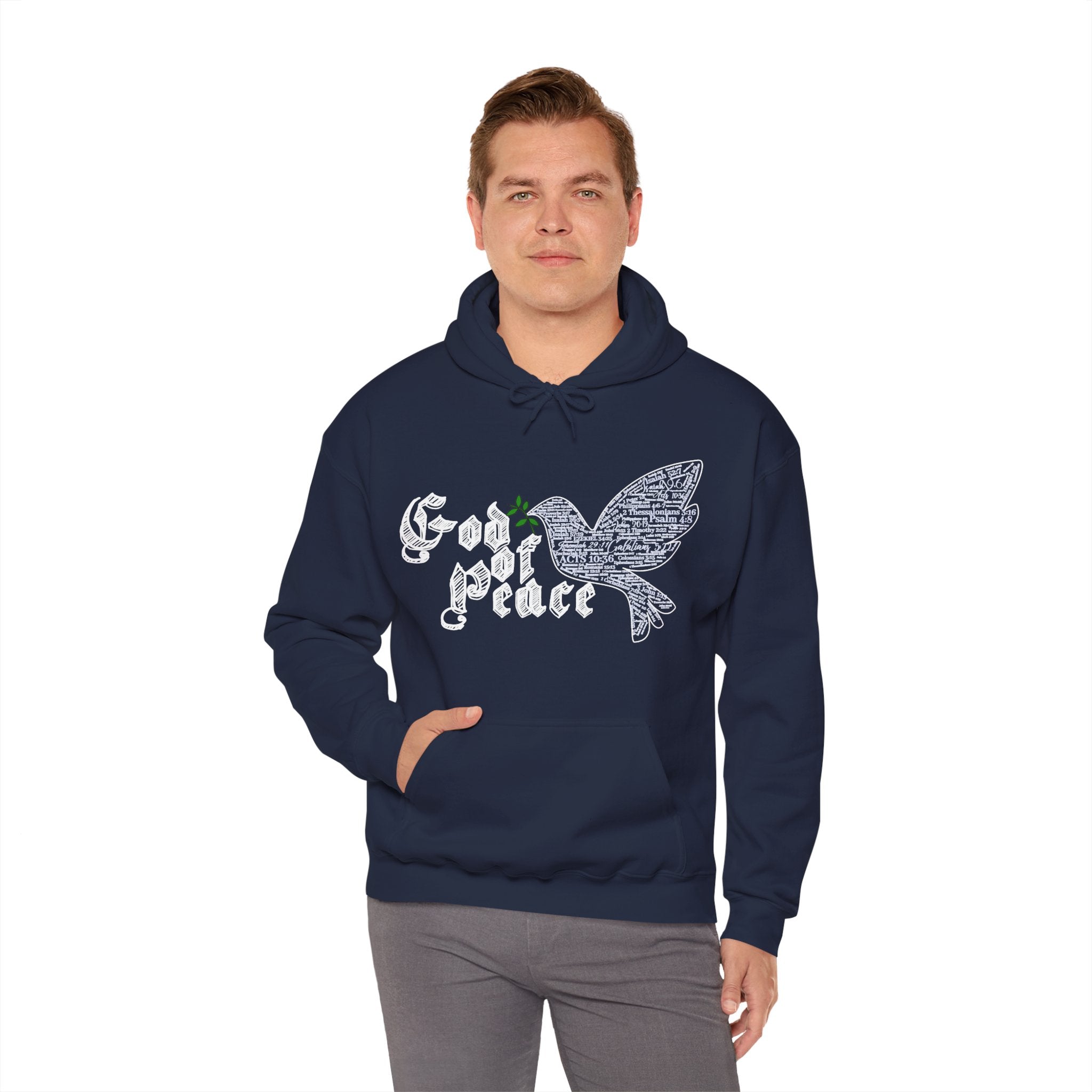 Peace Dove Hoodie — God of Peace Script Graphic Hooded Sweatshirt