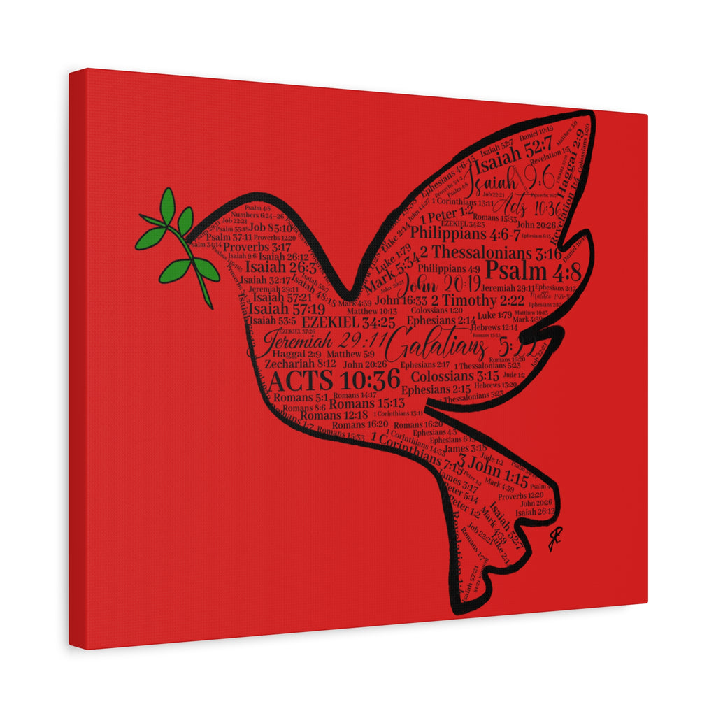 Red "Peace" Scripture Wall Art Canvas – Christian Faith Bible Verse Decor