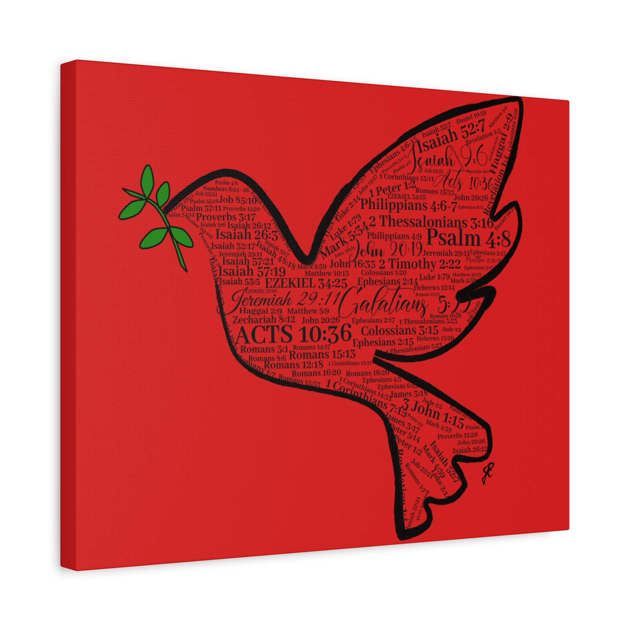 Red "Peace" Scripture Wall Art Canvas – Christian Faith Bible Verse Decor
