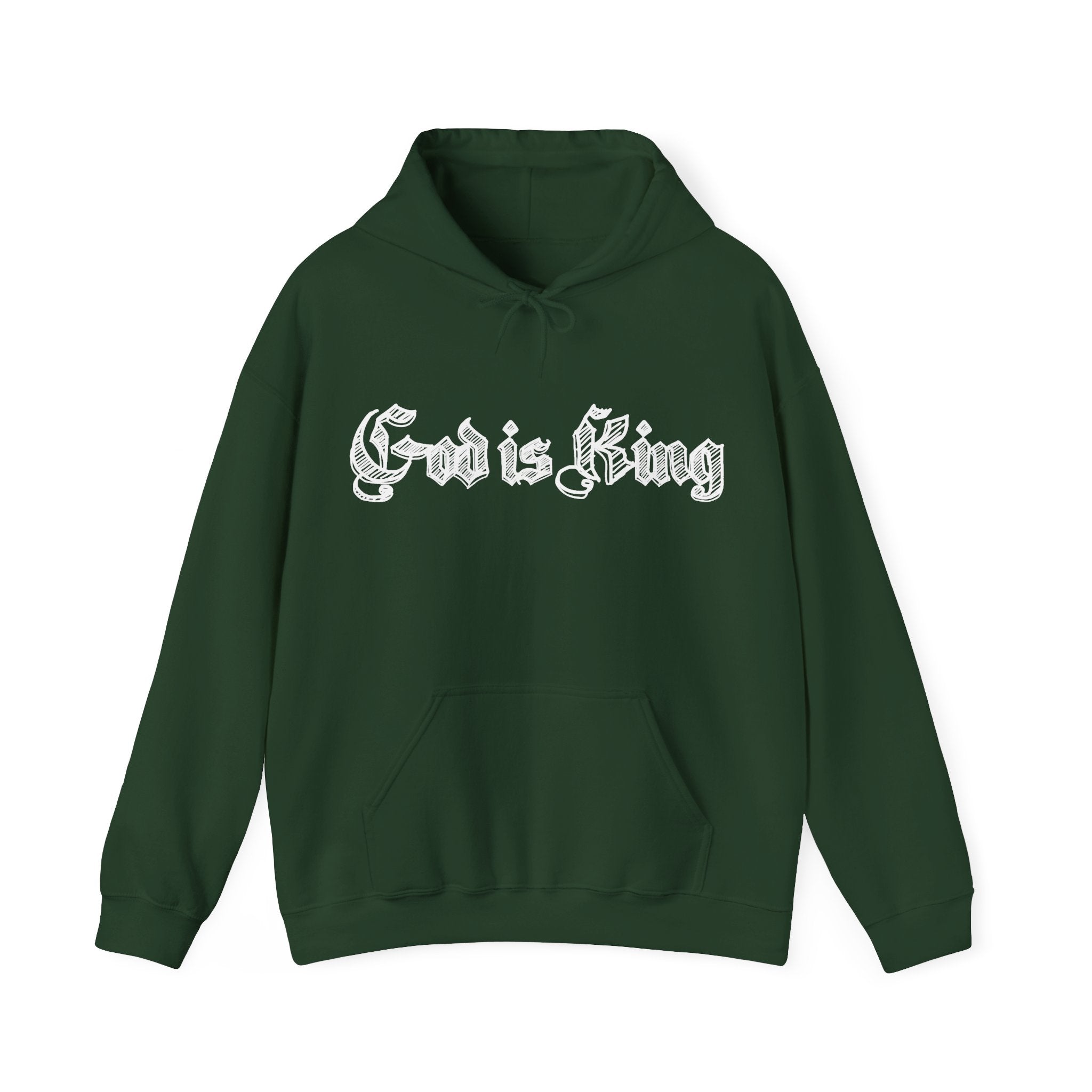 God Is King Hoodie - Gothic Script Religious Pullover