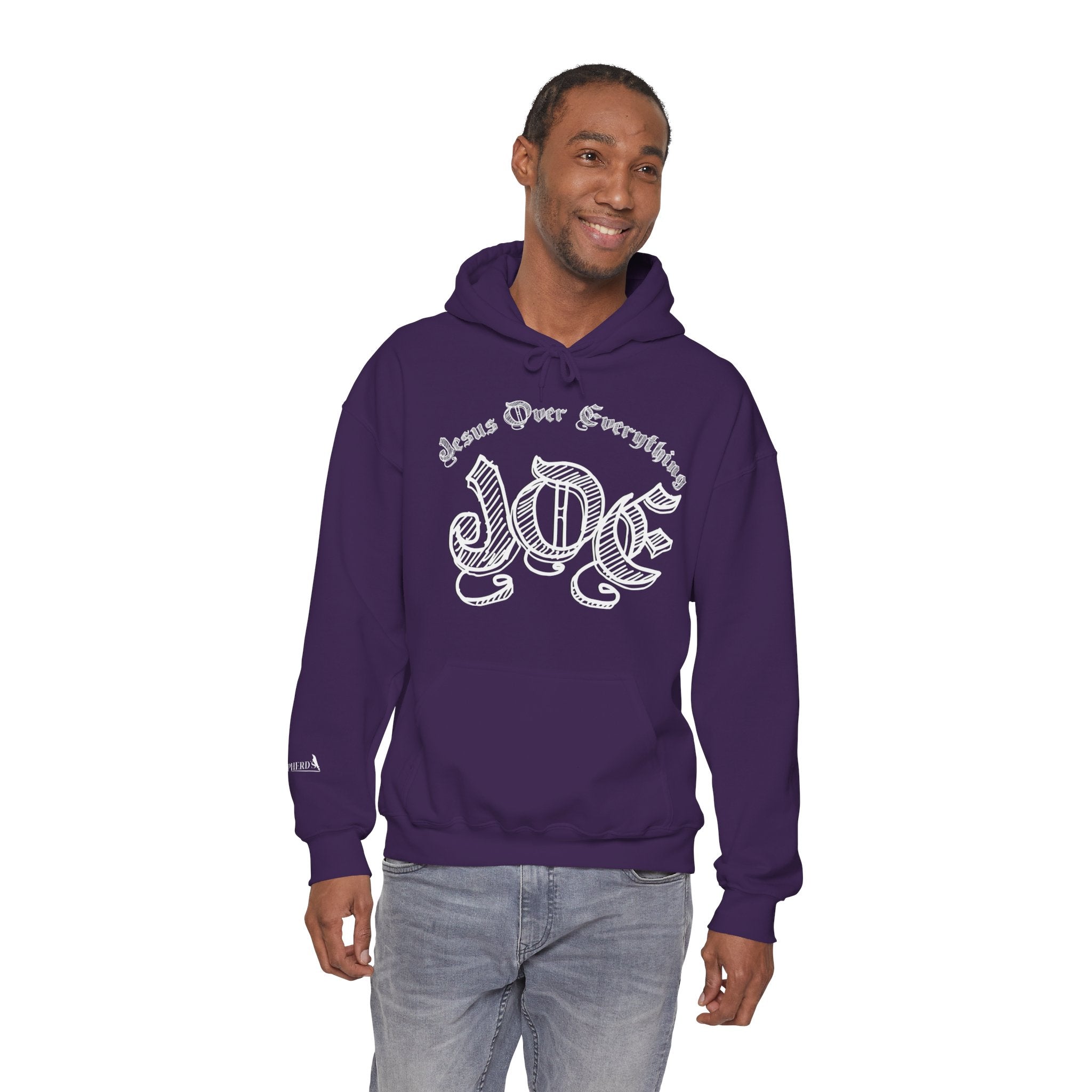 Hoodie — 'Love' Gothic Script Pullover (Love Over Everything)