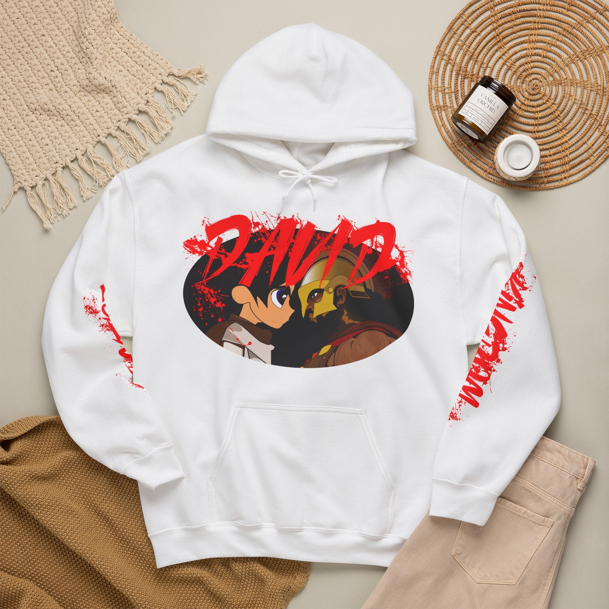 Against Goliath Graphic Hoodie — 'DAVID' Anime-Style Illustration