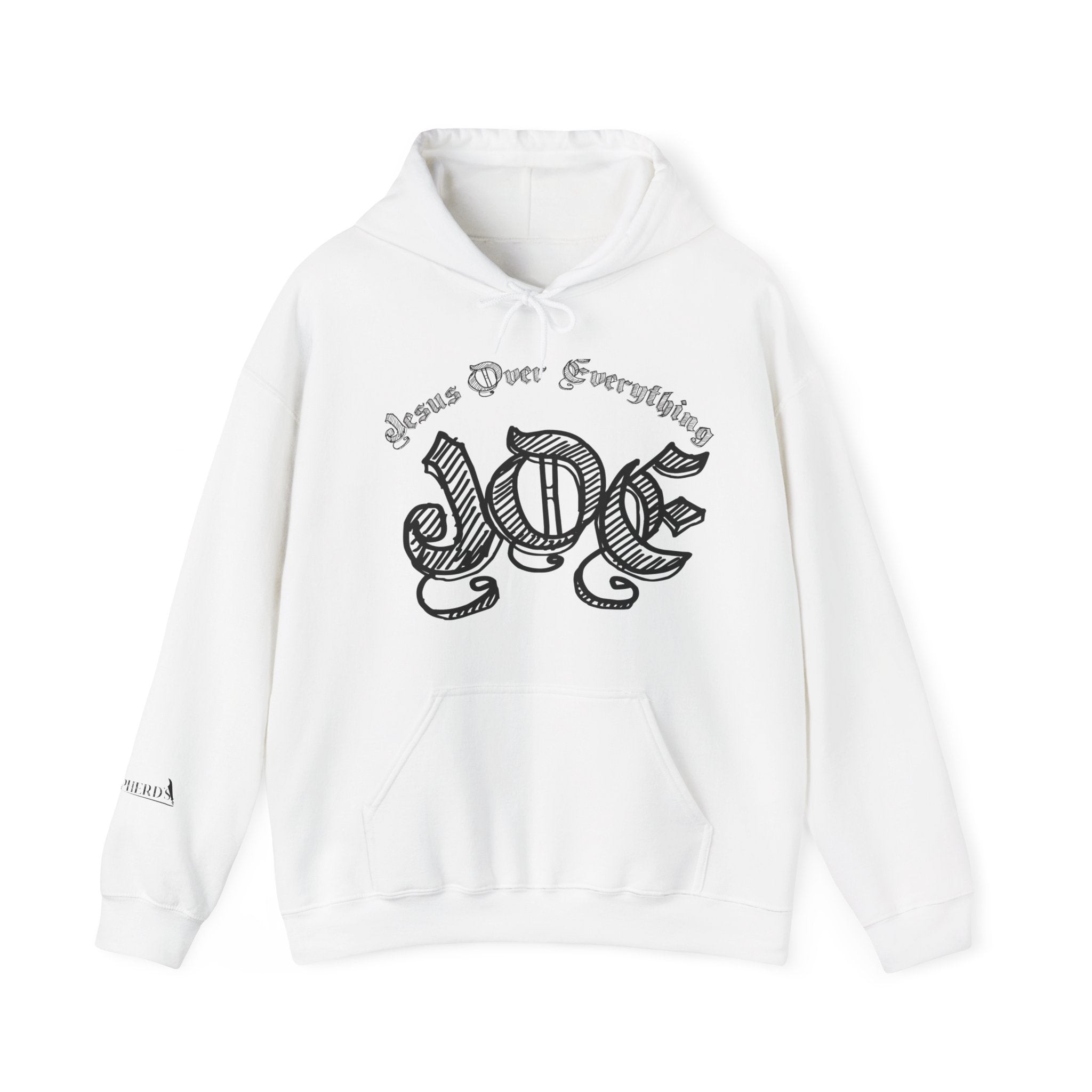 Hoodie — 'Love' Gothic Script Pullover (Love Over Everything)
