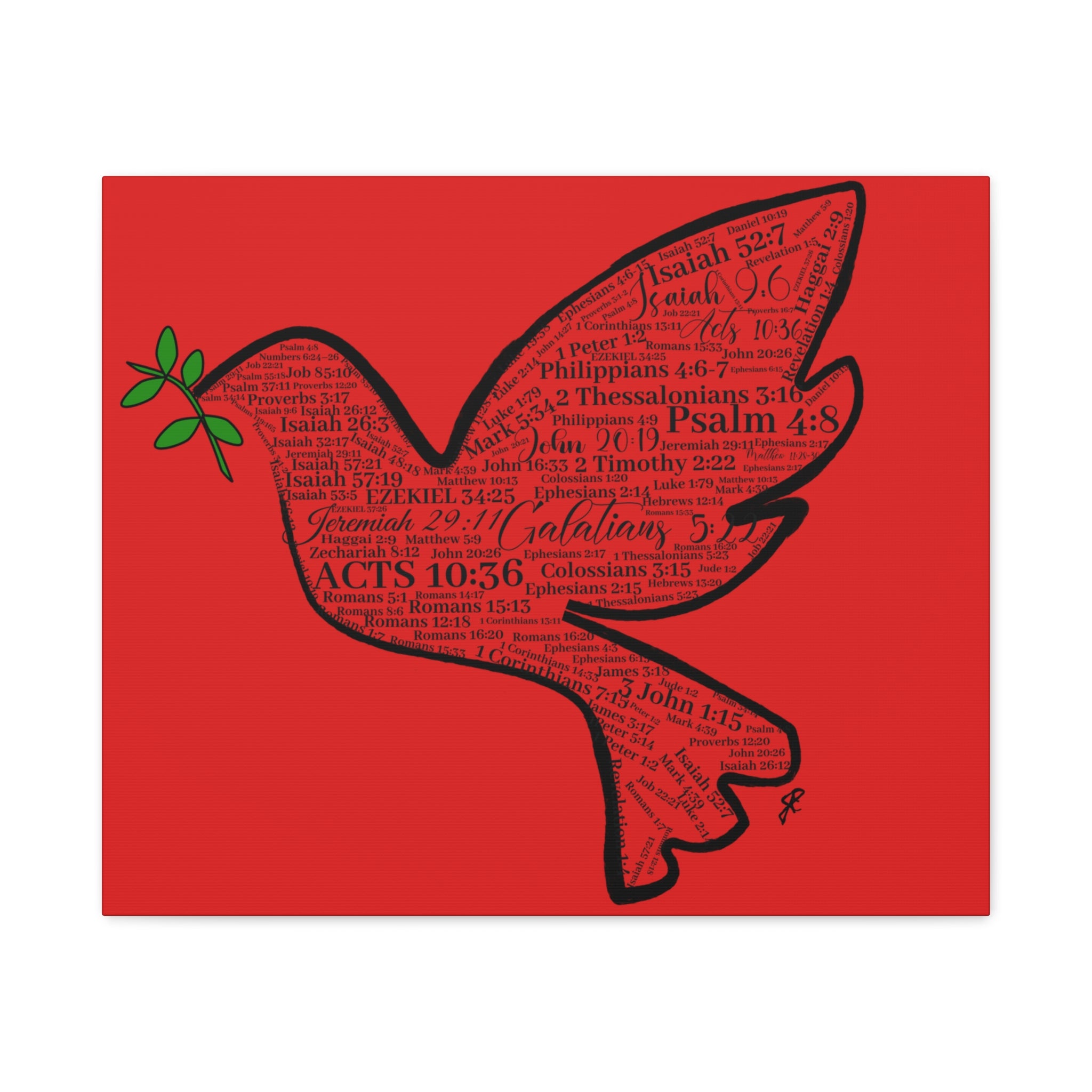 Red "Peace" Scripture Wall Art Canvas – Christian Faith Bible Verse Decor