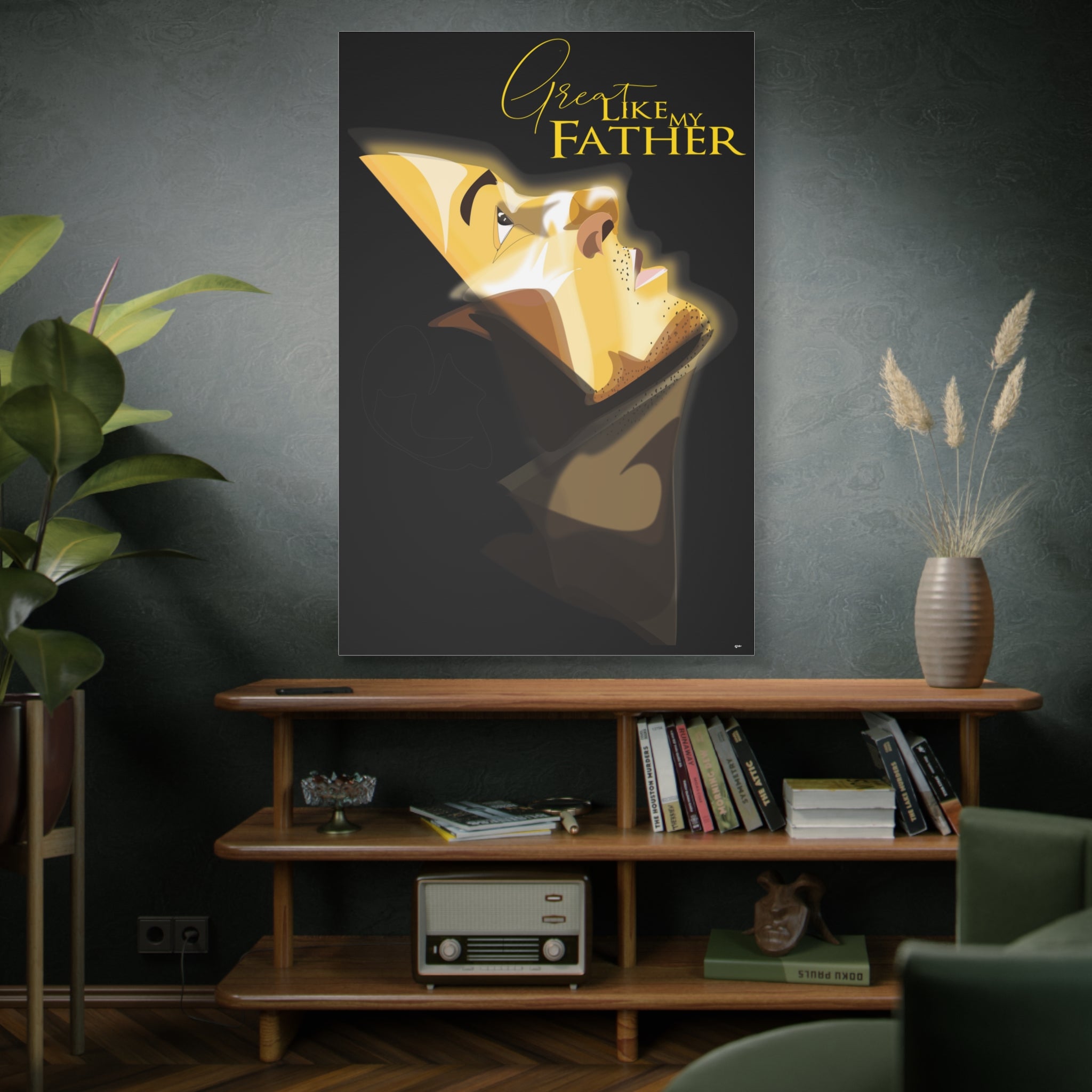Canvas Wall Art — “Great Like My Father” Stylized Portrait (Matte Stretched)