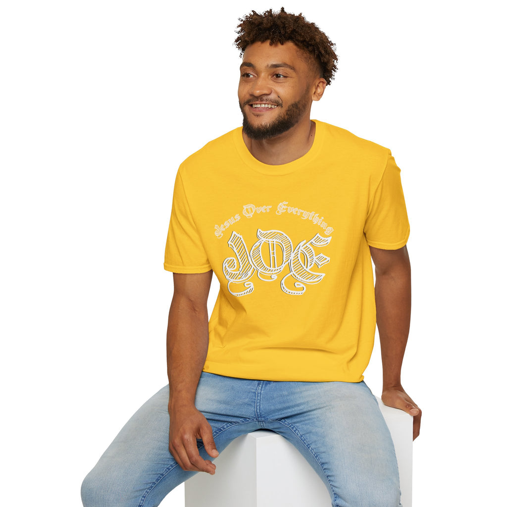 J.O.E "Jesus Over Everything" T-Shirt — Faith-Based Vintage Script Tee