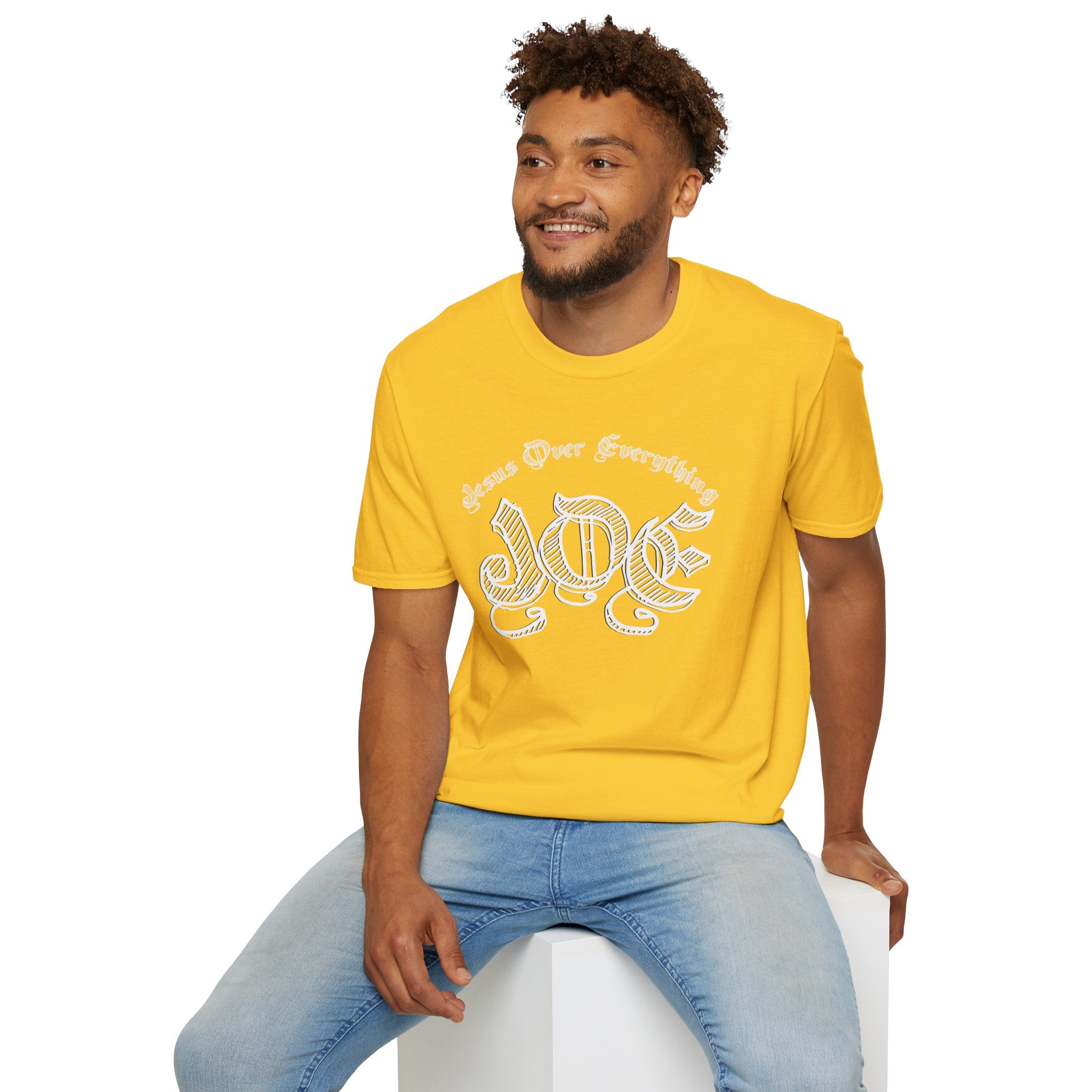 J.O.E "Jesus Over Everything" T-Shirt — Faith-Based Vintage Script Tee
