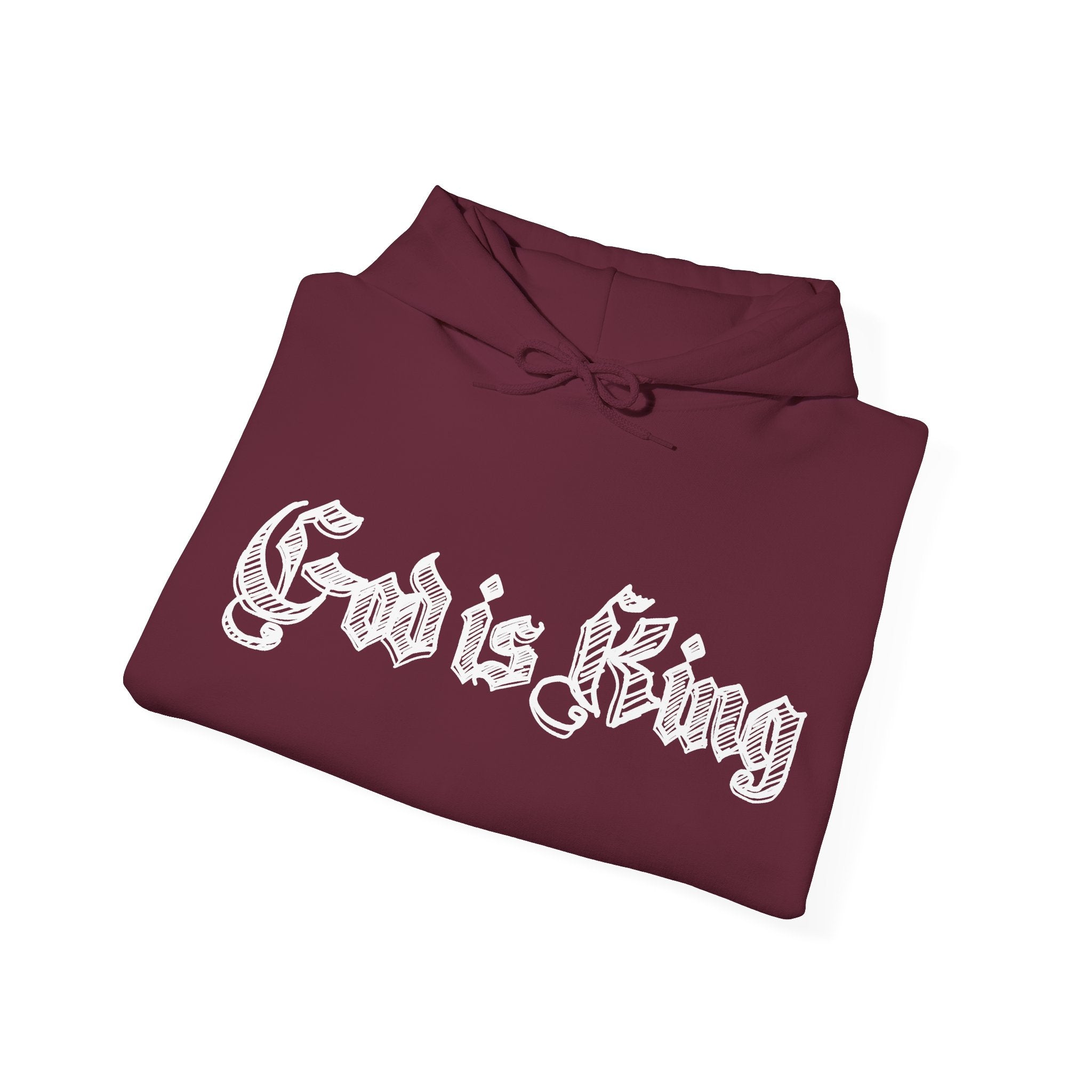 God Is King Hoodie - Gothic Script Religious Pullover