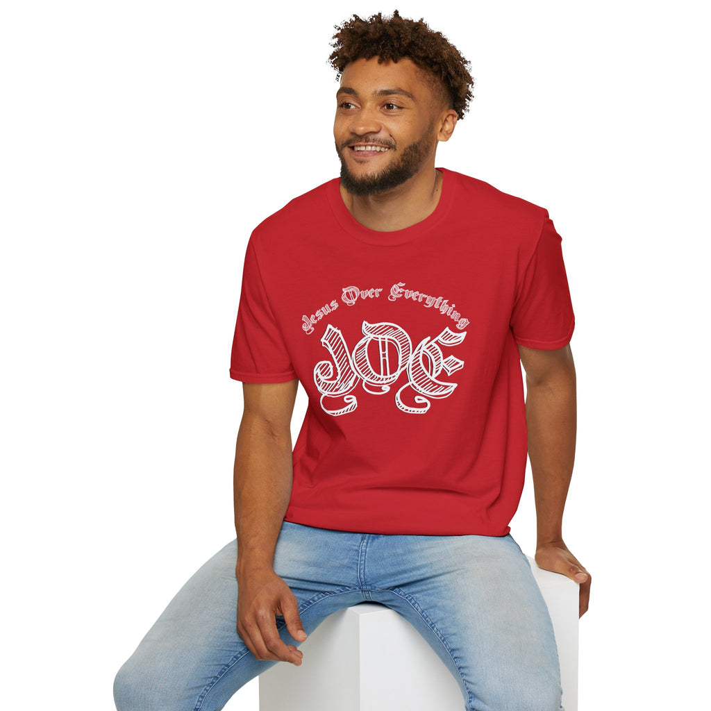 J.O.E "Jesus Over Everything" T-Shirt — Faith-Based Vintage Script Tee