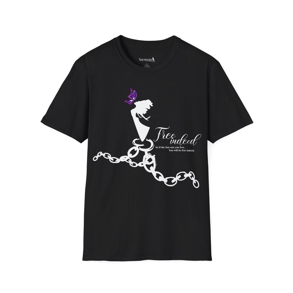 Free Indeed Tee — Inspirational Butterfly & Broken Chains T-Shirt