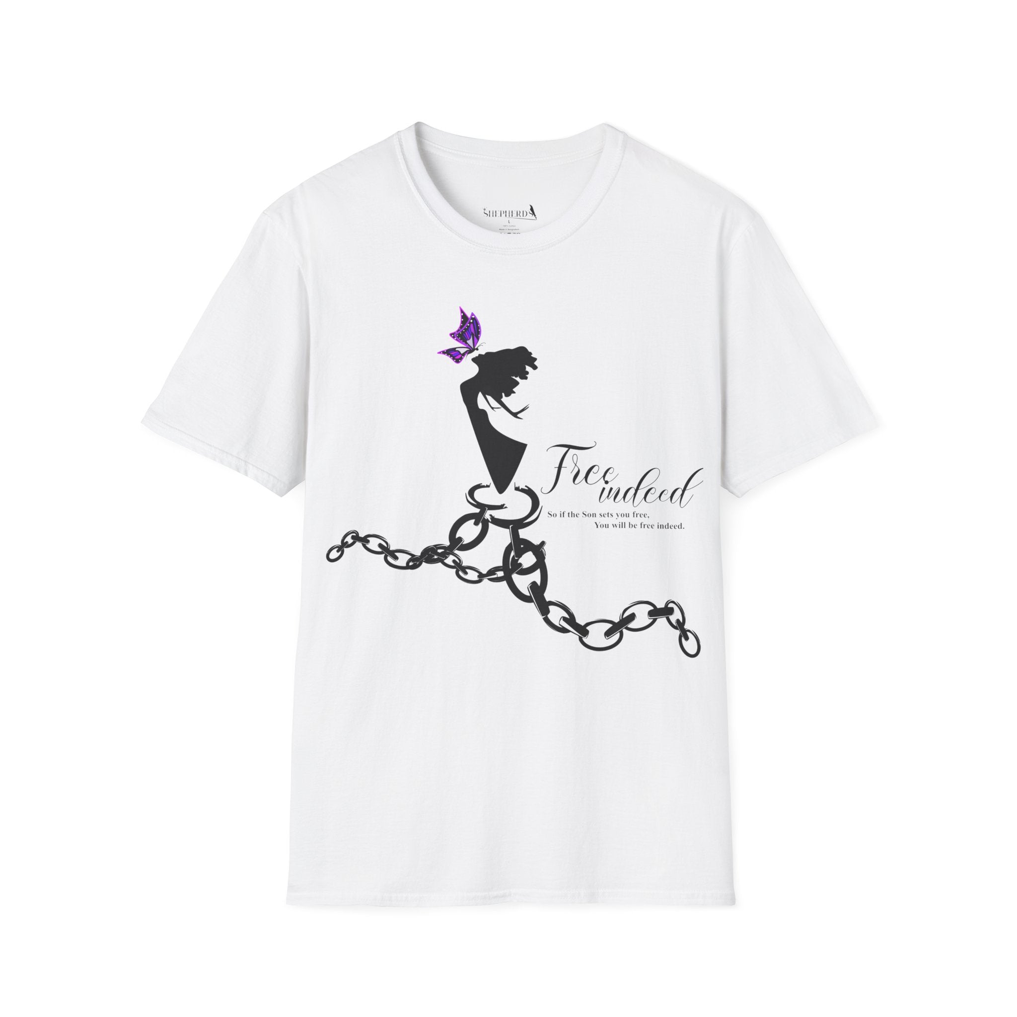 Free Indeed Tee — Inspirational Butterfly & Broken Chains T-Shirt