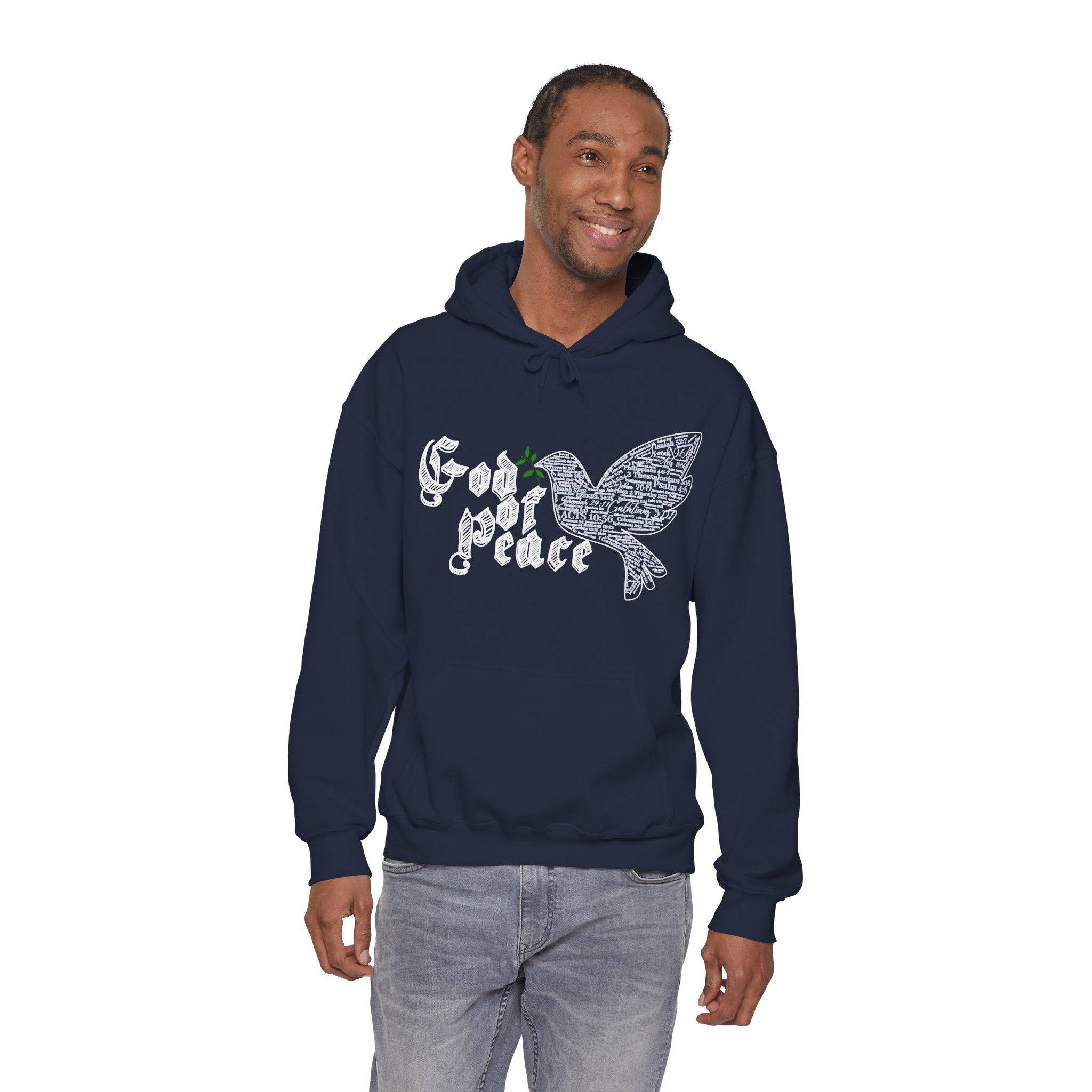 Peace Dove Hoodie — God of Peace Script Graphic Hooded Sweatshirt