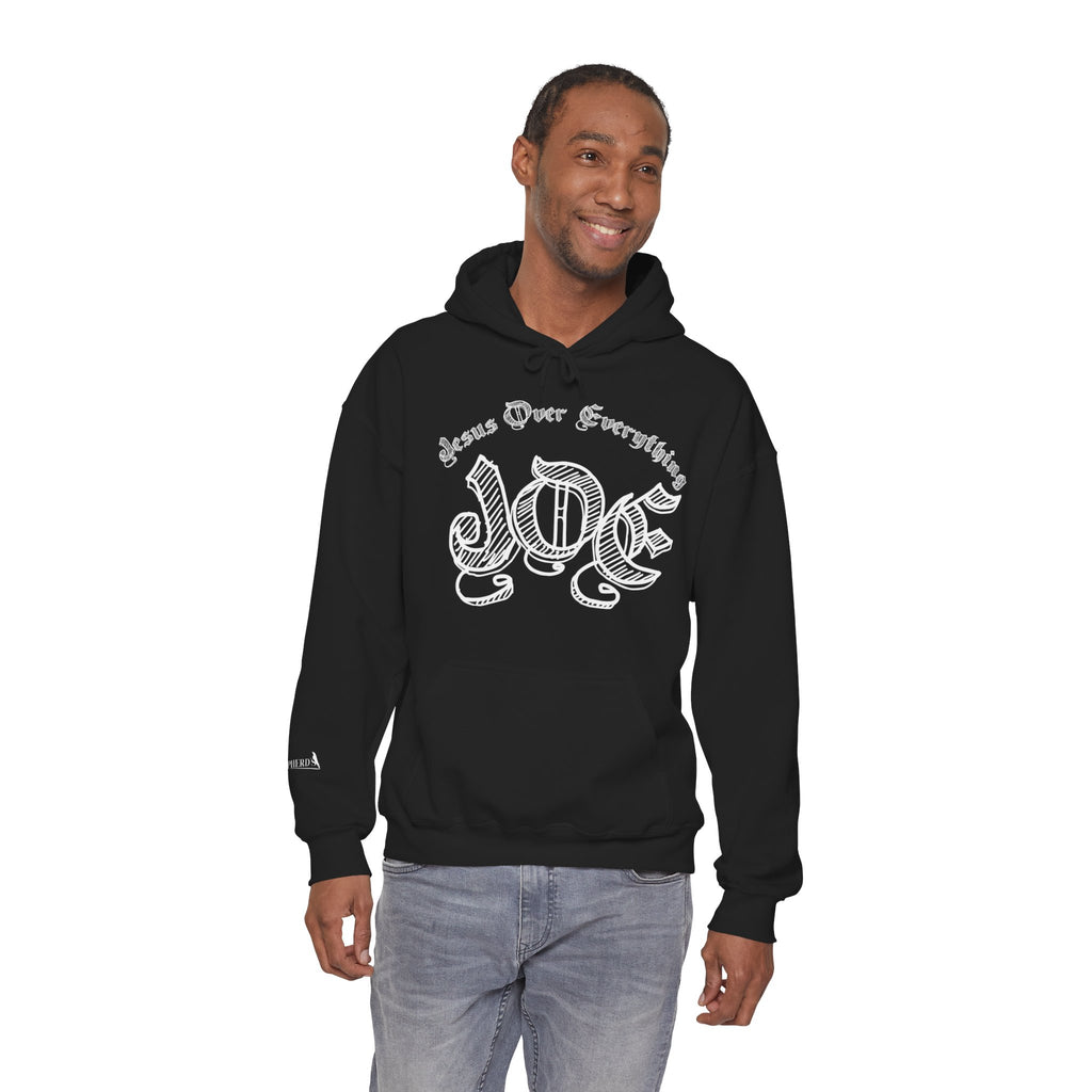 Hoodie — 'Love' Gothic Script Pullover (Love Over Everything)