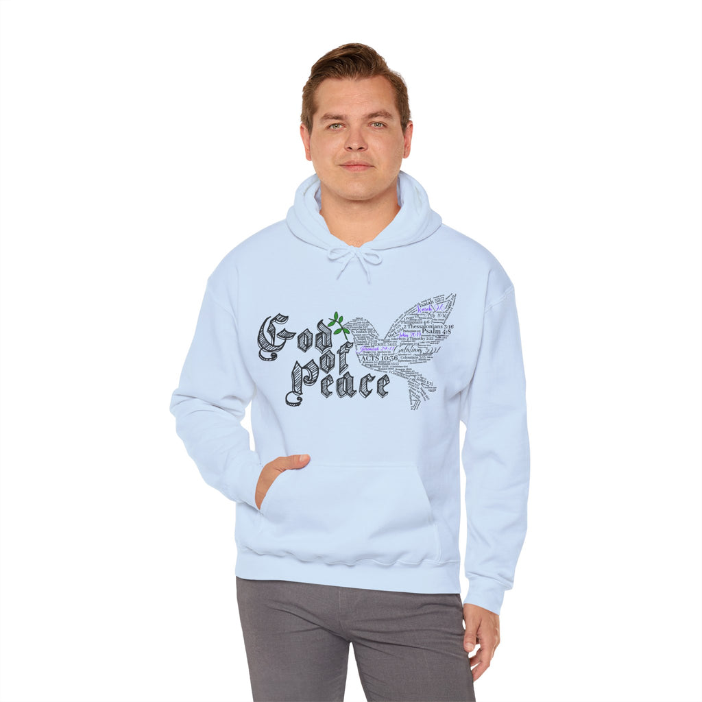 Peace Dove Hoodie — God of Peace Script Graphic Hooded Sweatshirt