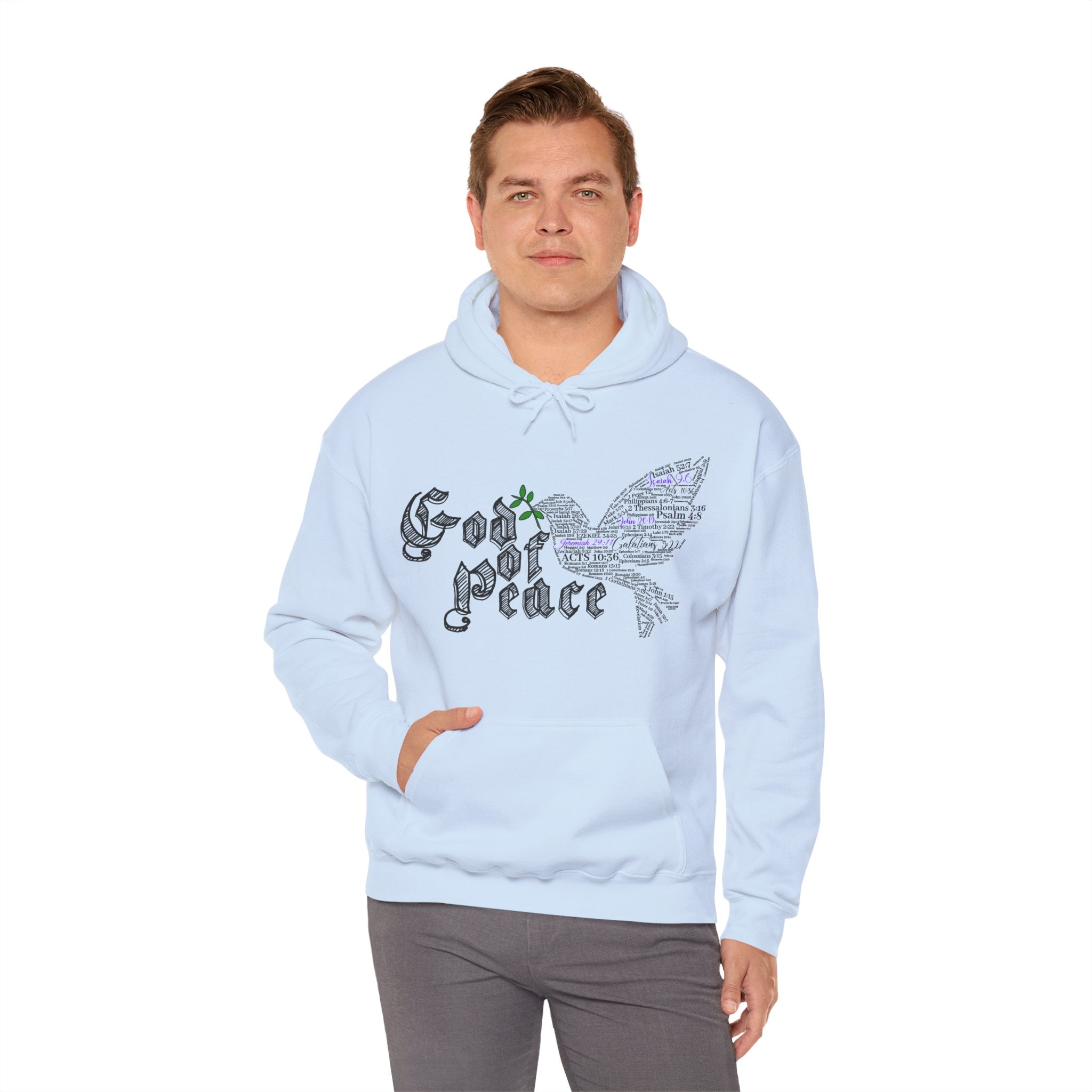 Peace Dove Hoodie — God of Peace Script Graphic Hooded Sweatshirt