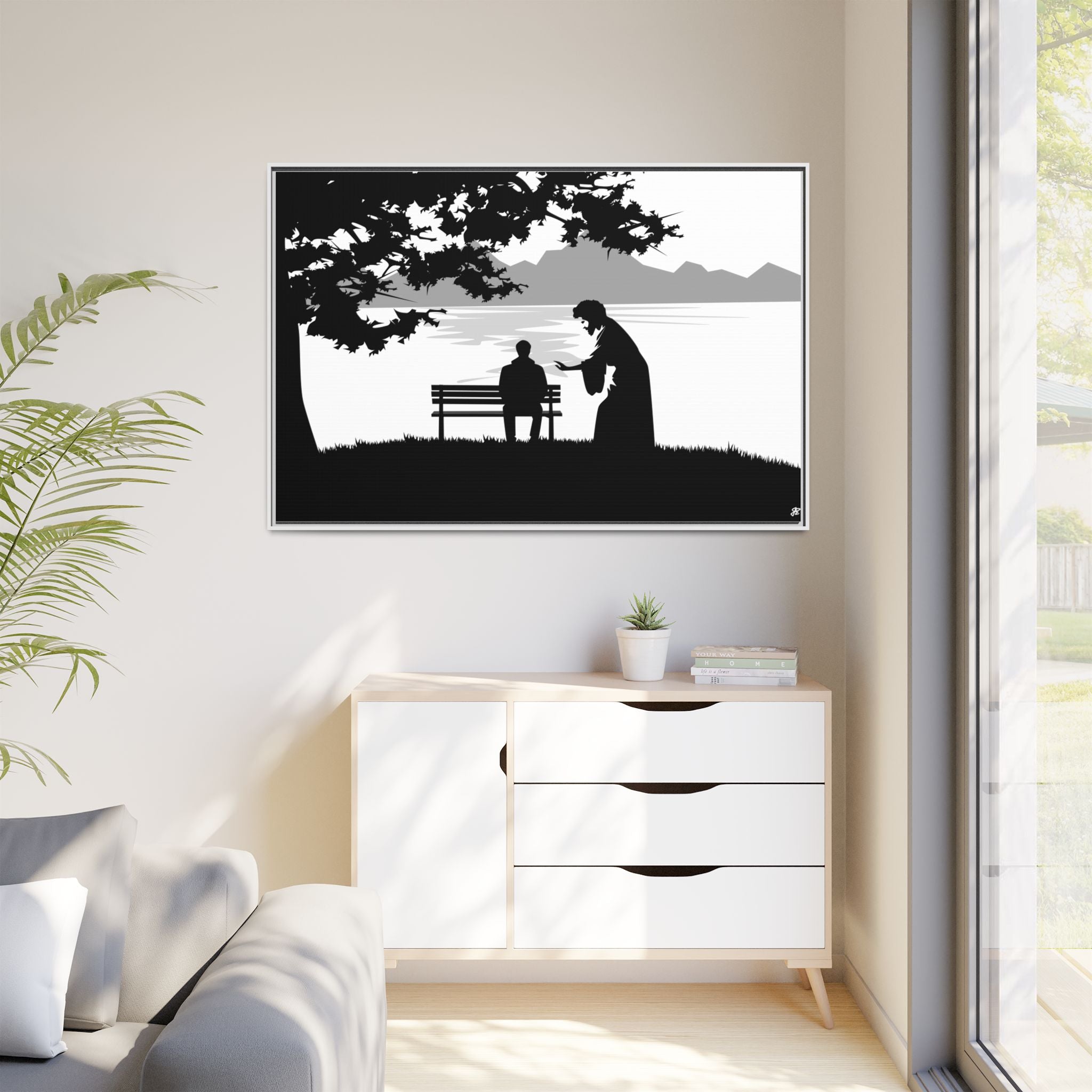 "Alone But Not Alone"-Framed Matte Canvas with Boarder