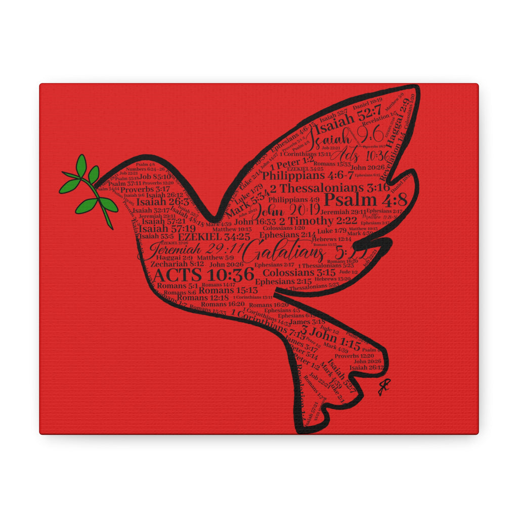Red "Peace" Scripture Wall Art Canvas – Christian Faith Bible Verse Decor