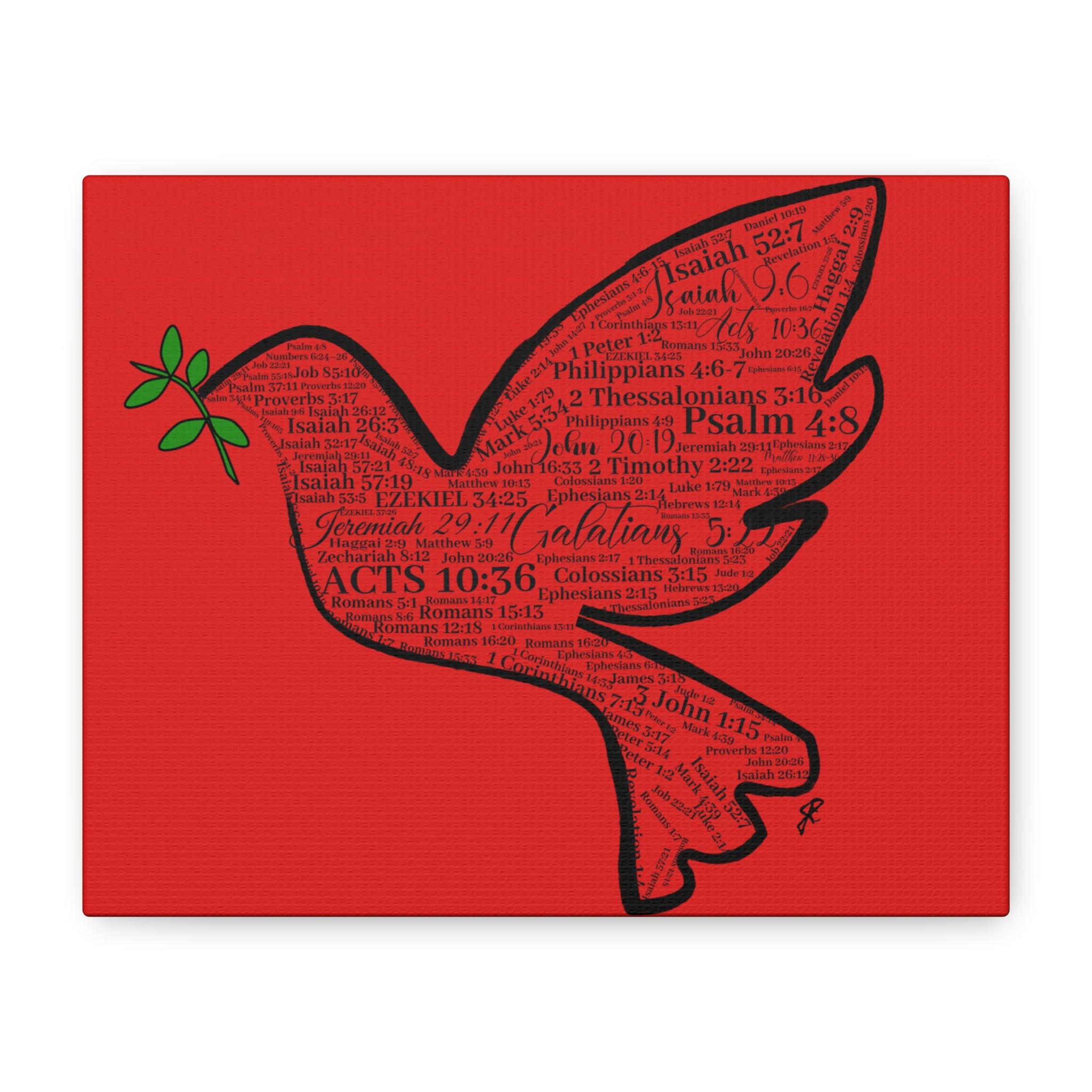 Red "Peace" Scripture Wall Art Canvas – Christian Faith Bible Verse Decor