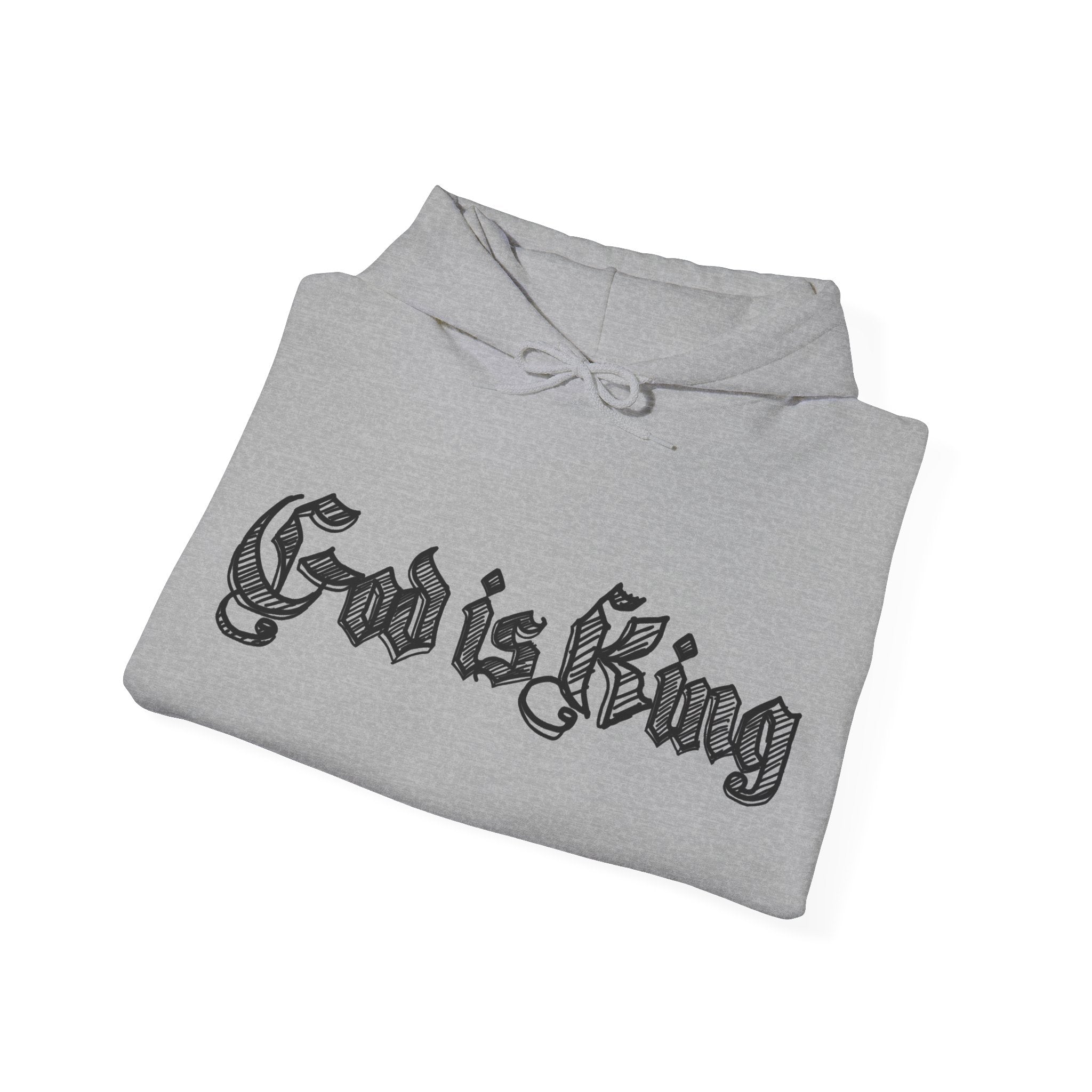 God Is King Hoodie - Gothic Script Religious Pullover