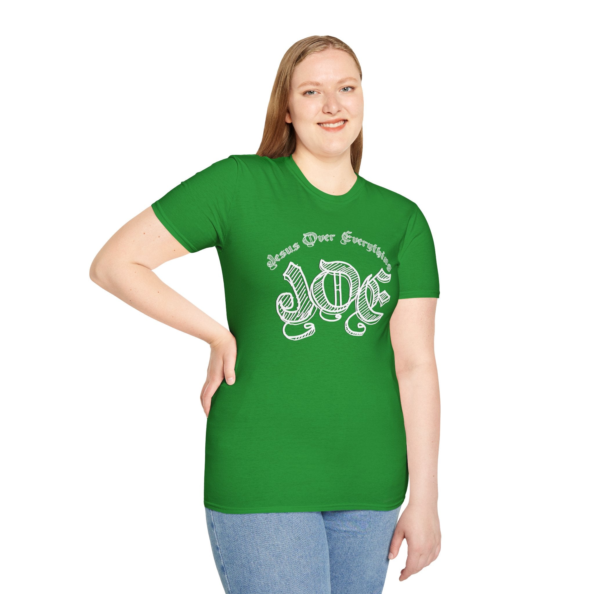 J.O.E "Jesus Over Everything" T-Shirt — Faith-Based Vintage Script Tee