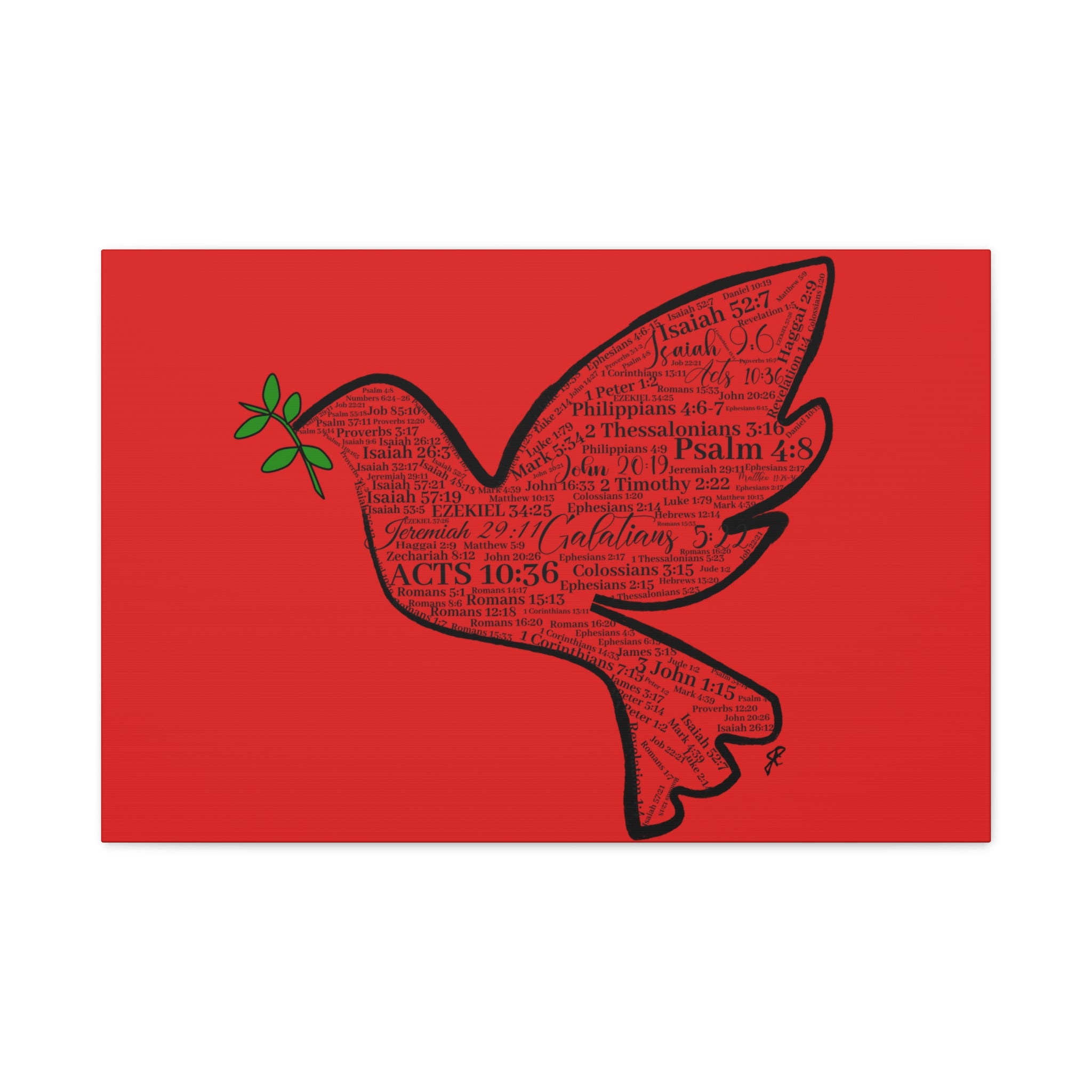 Red "Peace" Scripture Wall Art Canvas – Christian Faith Bible Verse Decor