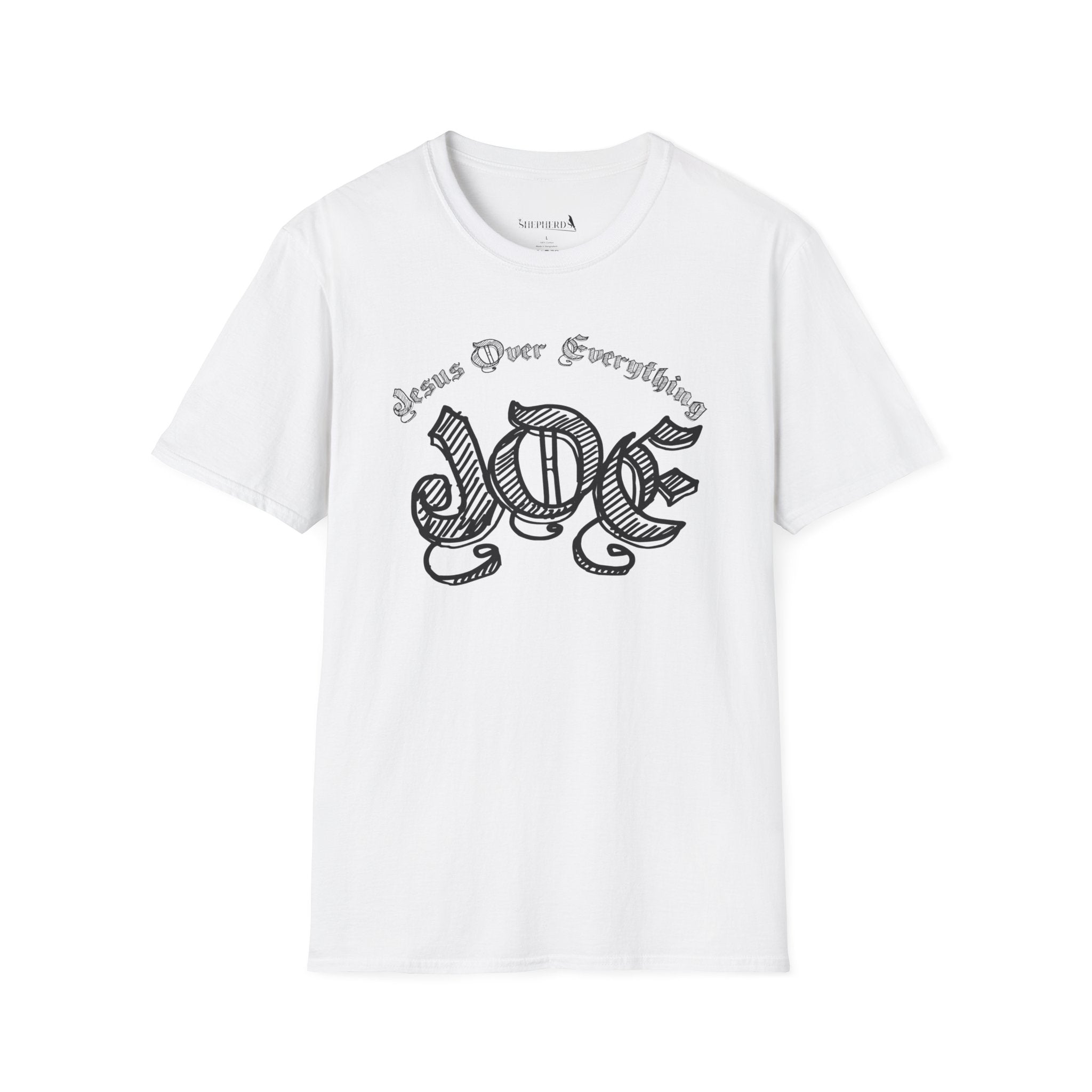 J.O.E "Jesus Over Everything" T-Shirt — Faith-Based Vintage Script Tee