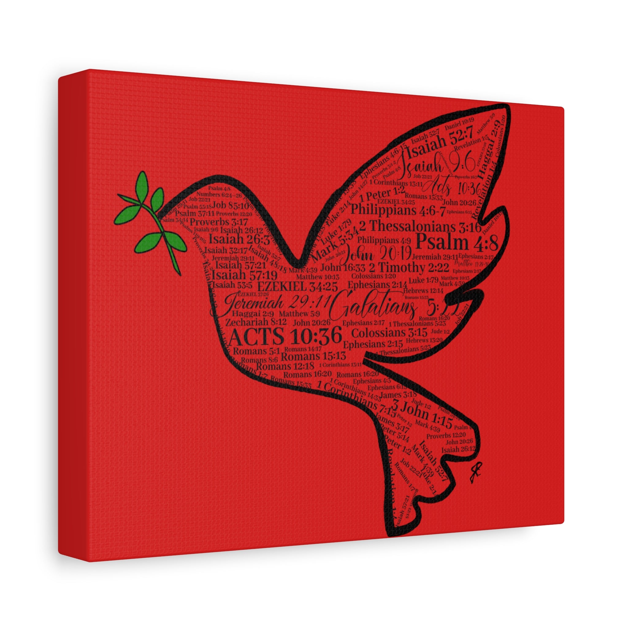 Red "Peace" Scripture Wall Art Canvas – Christian Faith Bible Verse Decor