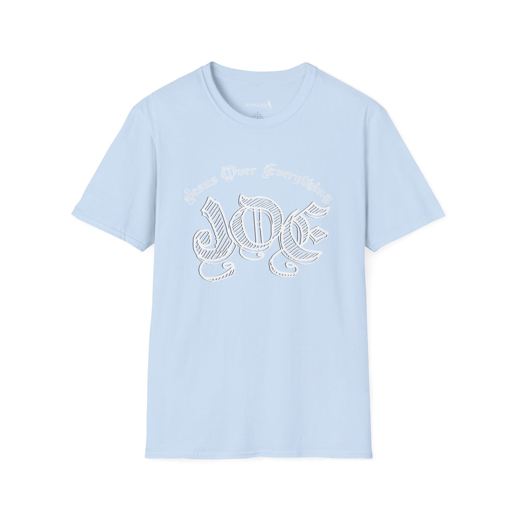 J.O.E "Jesus Over Everything" T-Shirt — Faith-Based Vintage Script Tee