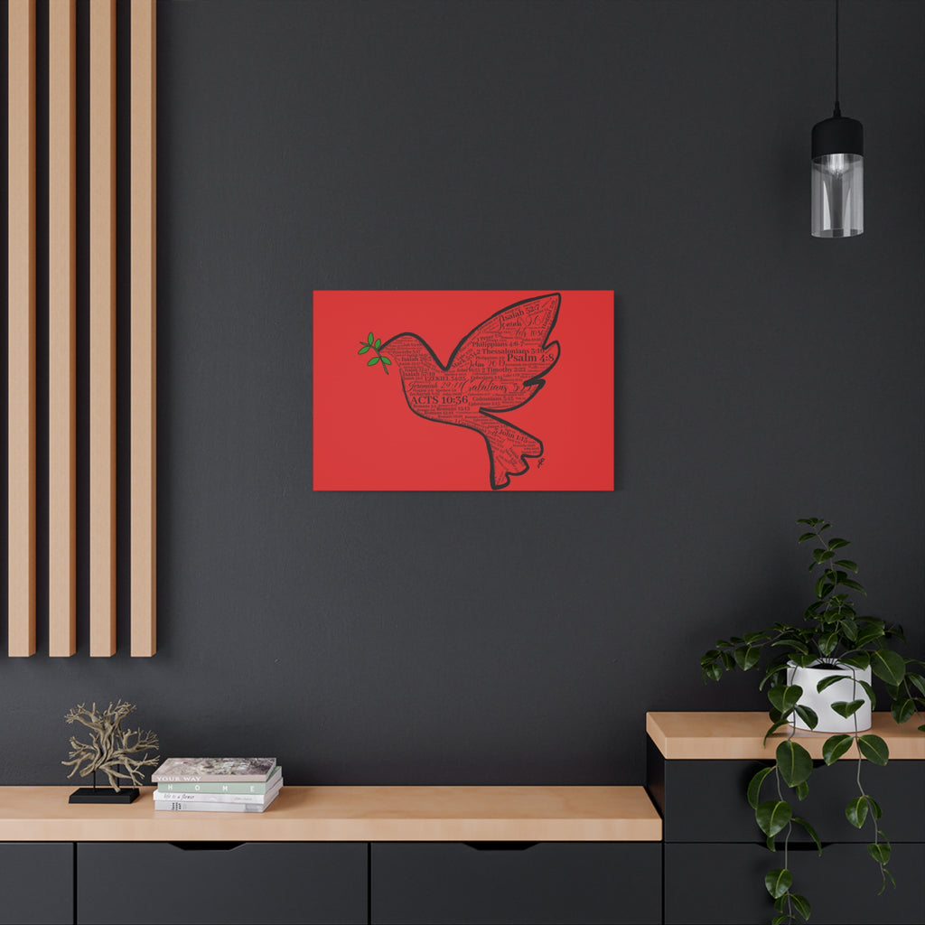 Red "Peace" Scripture Wall Art Canvas – Christian Faith Bible Verse Decor