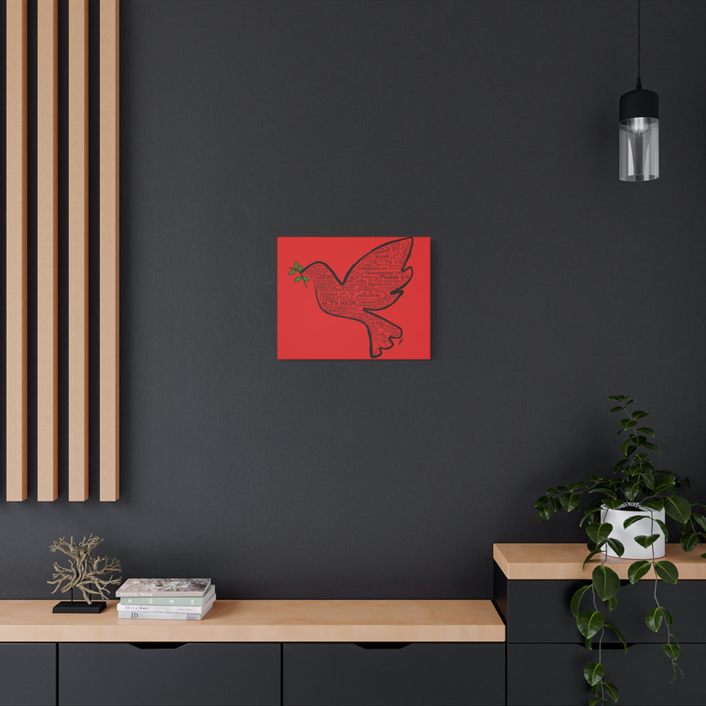 Red "Peace" Scripture Wall Art Canvas – Christian Faith Bible Verse Decor