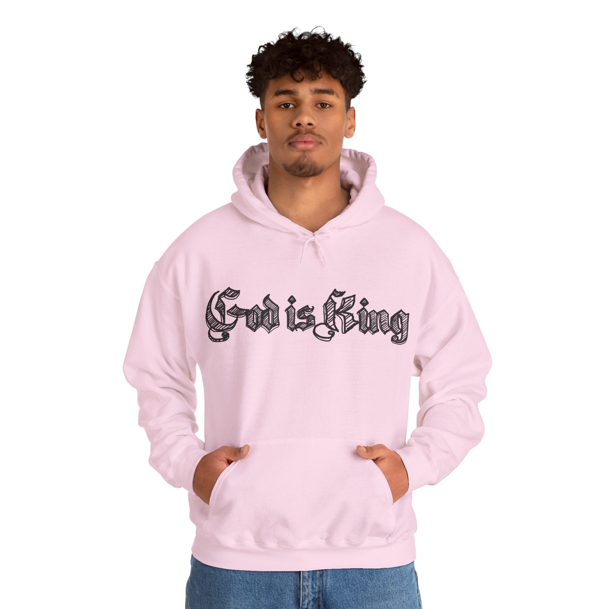 God Is King Hoodie - Gothic Script Religious Pullover