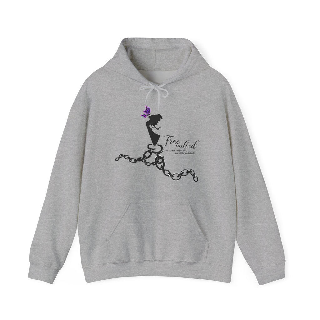 Freedom Chains Hoodie — 'Free Indeed' Silhouette with Purple Butterfly