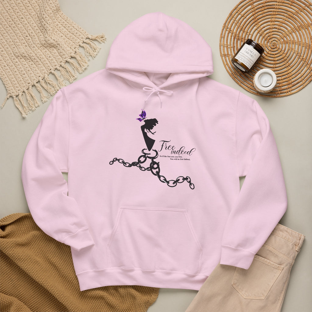 Freedom Chains Hoodie — 'Free Indeed' Silhouette with Purple Butterfly