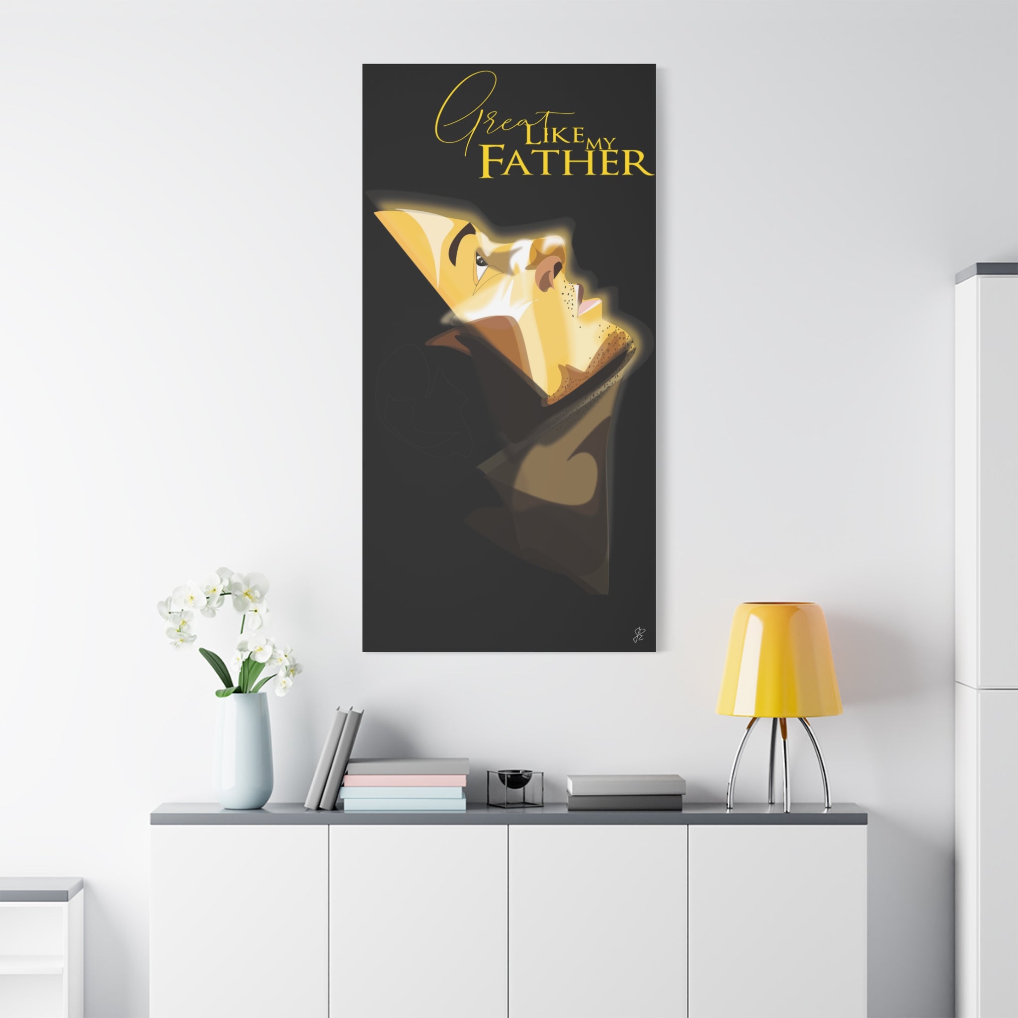 Canvas Wall Art — “Great Like My Father” Stylized Portrait (Matte Stretched)