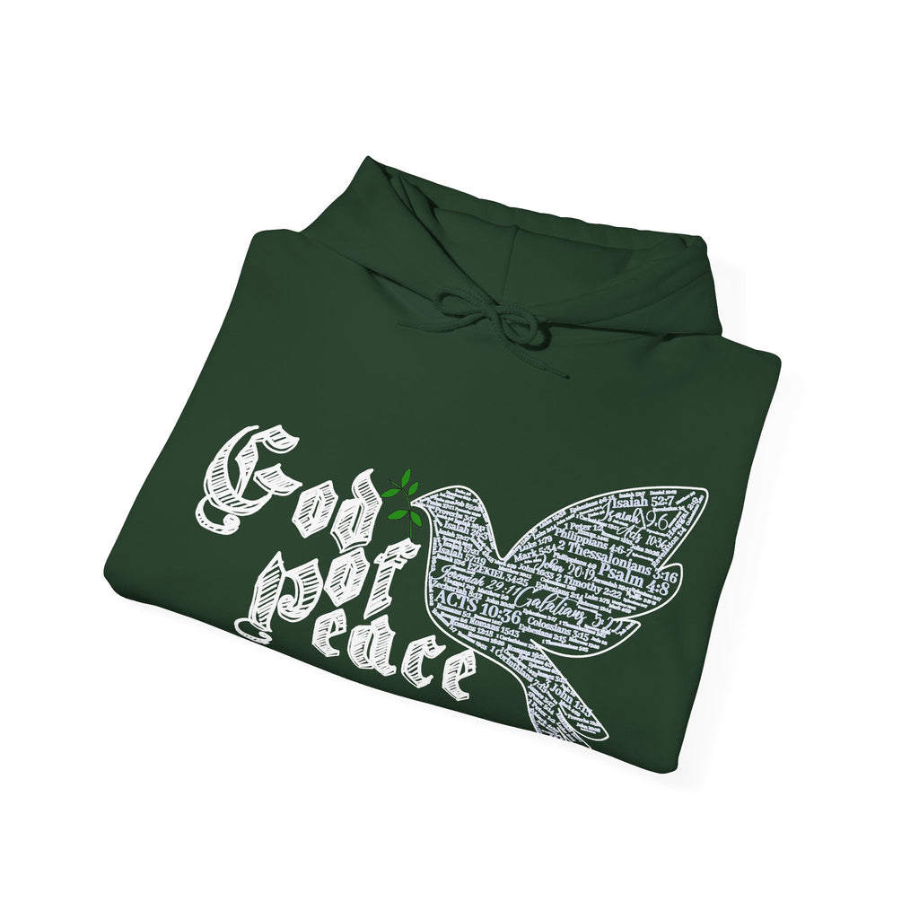 Peace Dove Hoodie — God of Peace Script Graphic Hooded Sweatshirt