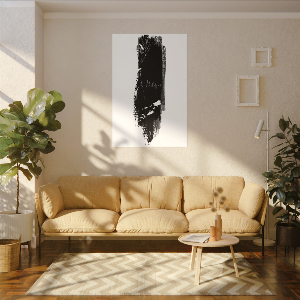 "Hallelujah" Abstract Black Brushstroke Canvas Print — Minimalist Stretched Wall Art