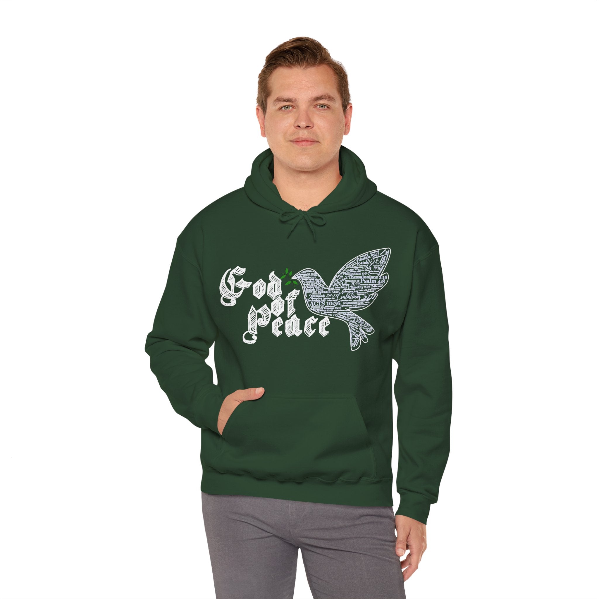 Peace Dove Hoodie — God of Peace Script Graphic Hooded Sweatshirt
