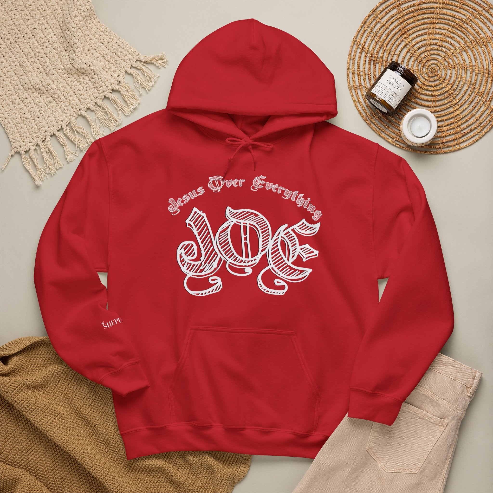 Hoodie — 'Love' Gothic Script Pullover (Love Over Everything)