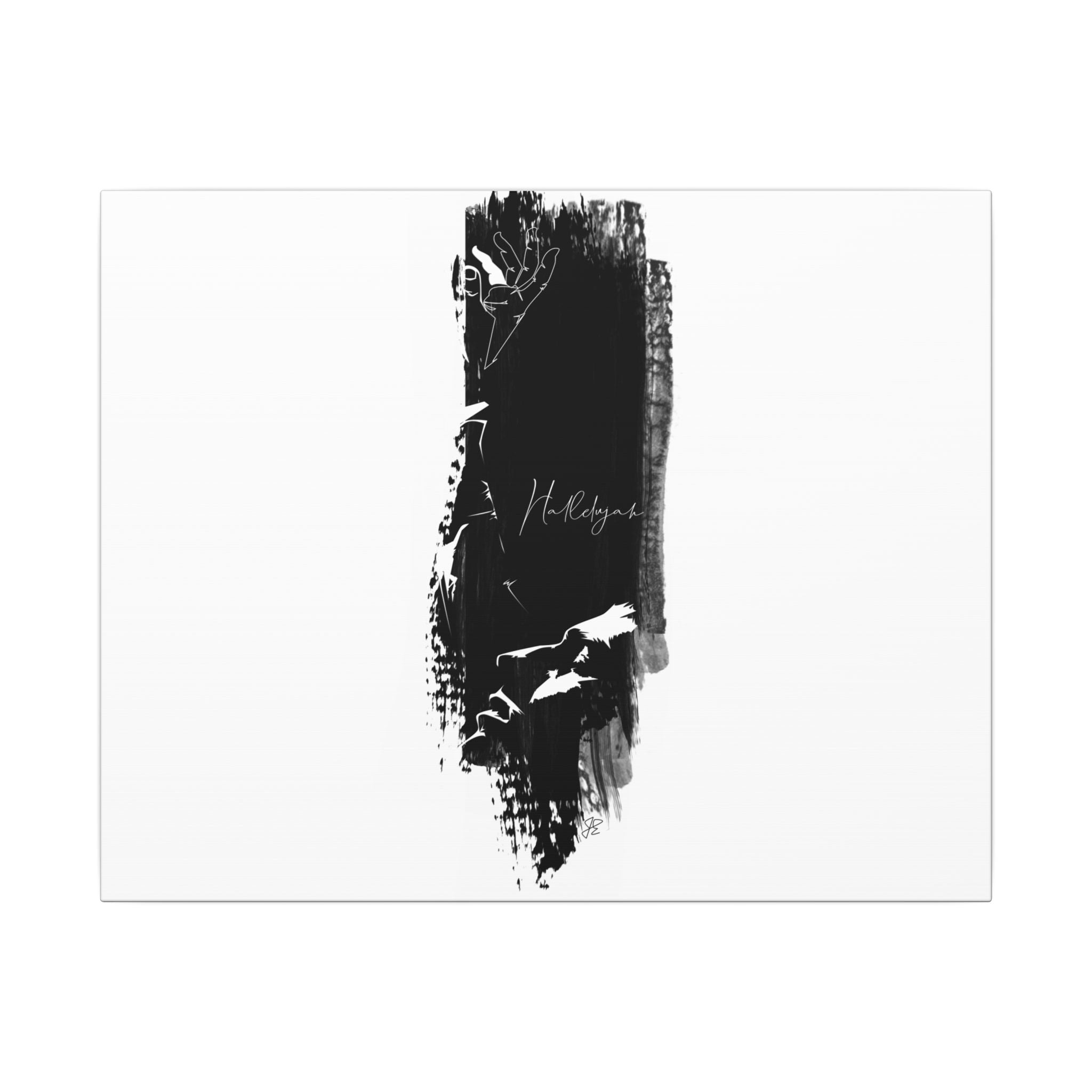 "Hallelujah" Abstract Black Brushstroke Canvas Print — Minimalist Stretched Wall Art